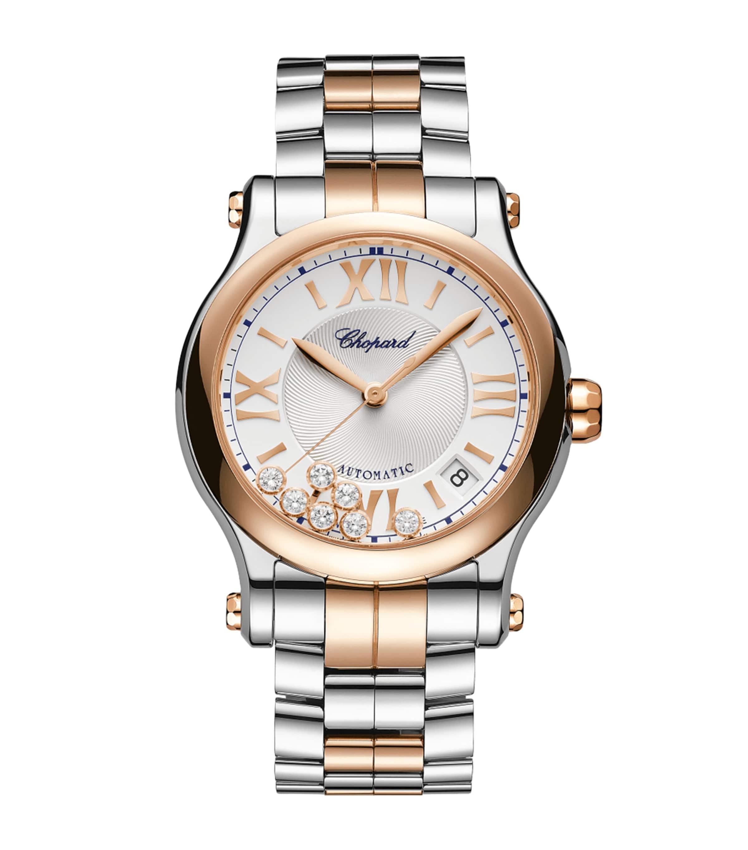 Stainless Steel, Rose Gold and Diamond Happy Sport Watch 36mm