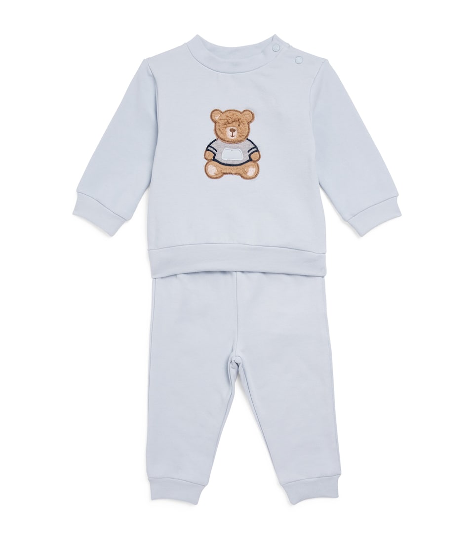 Patachou Stretch-Cotton Teddy Sweatshirt and Sweatpants Set (6 Months – 4 Years) Blue