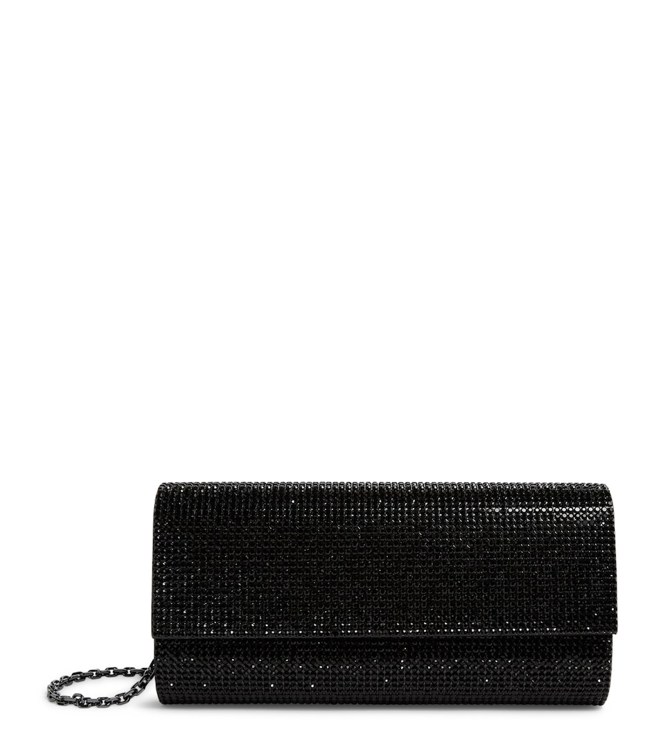 Judith Leiber Satin Crystal-Embellished Perry Clutch Bag Ejet Ebonized Jet
