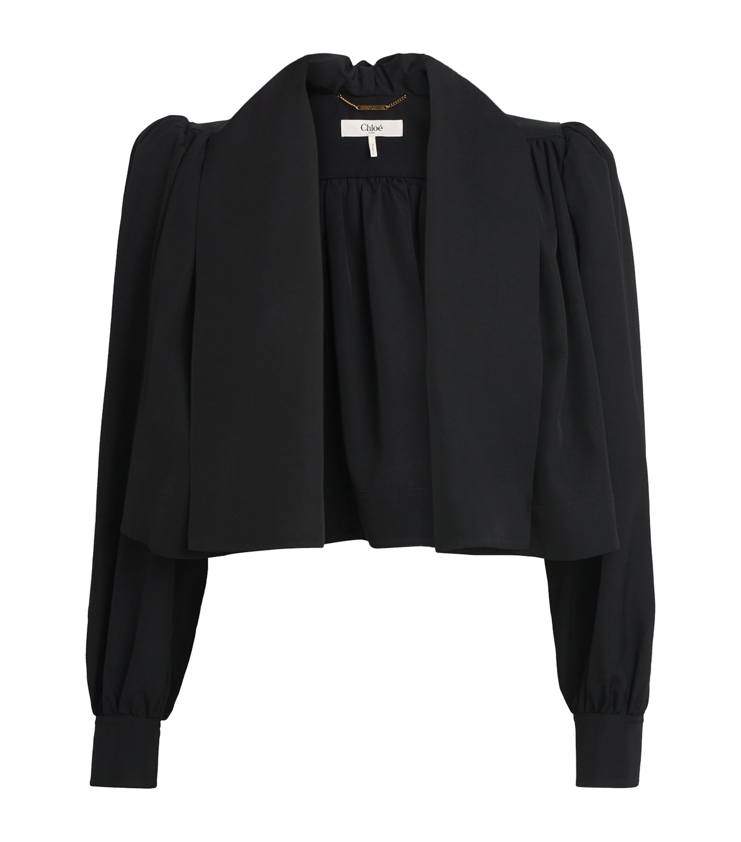 Chloé Womens Gathered Cropped Jacket Black