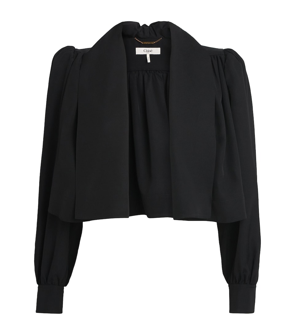 Chloé Womens Gathered Cropped Jacket Black