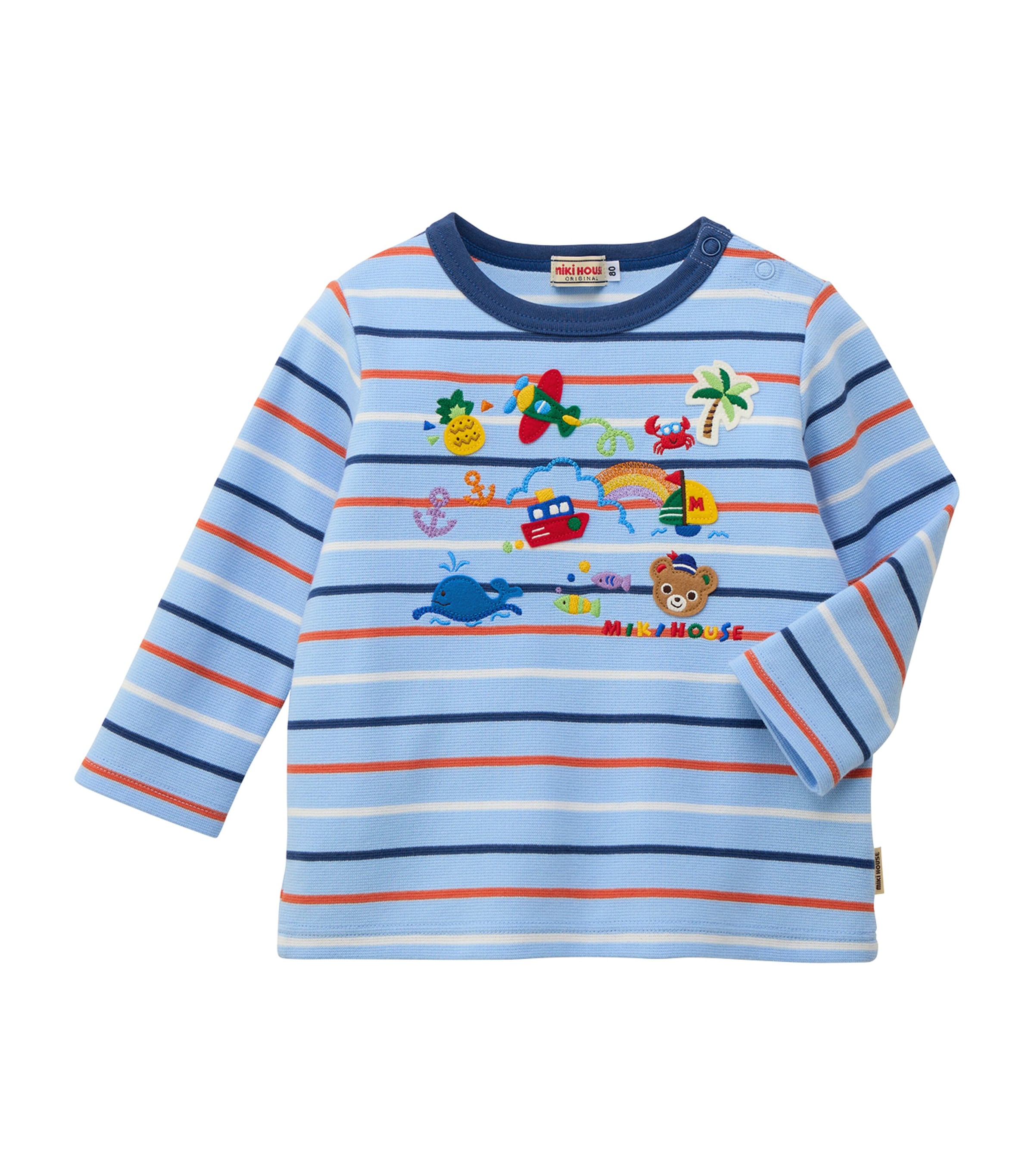 Miki House Cotton-Blend Stripe Long-Sleeve T-Shirt (2-5 Years)