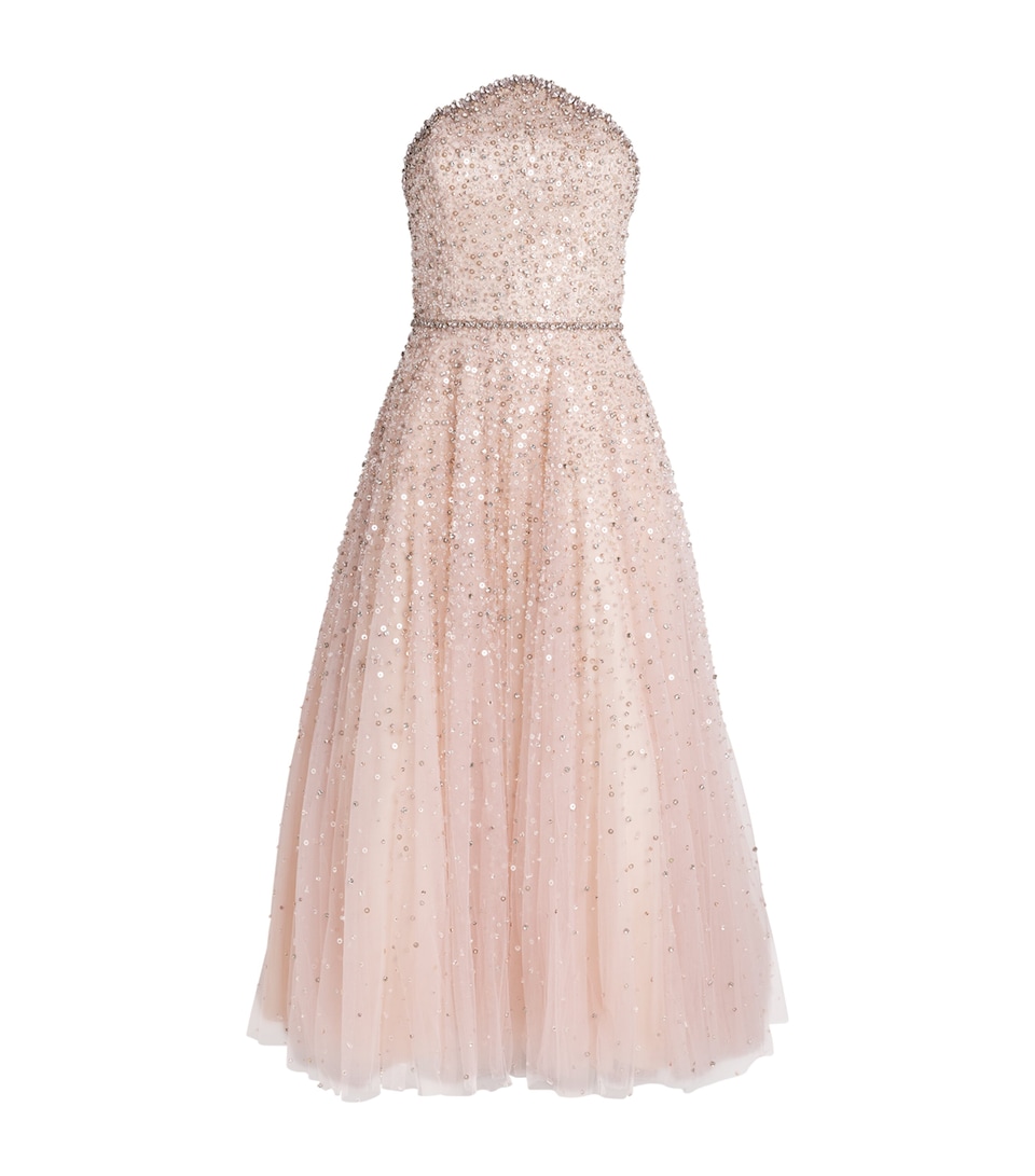 SABINA BILENKO Womens Embellished Corset Nina Gown Peach