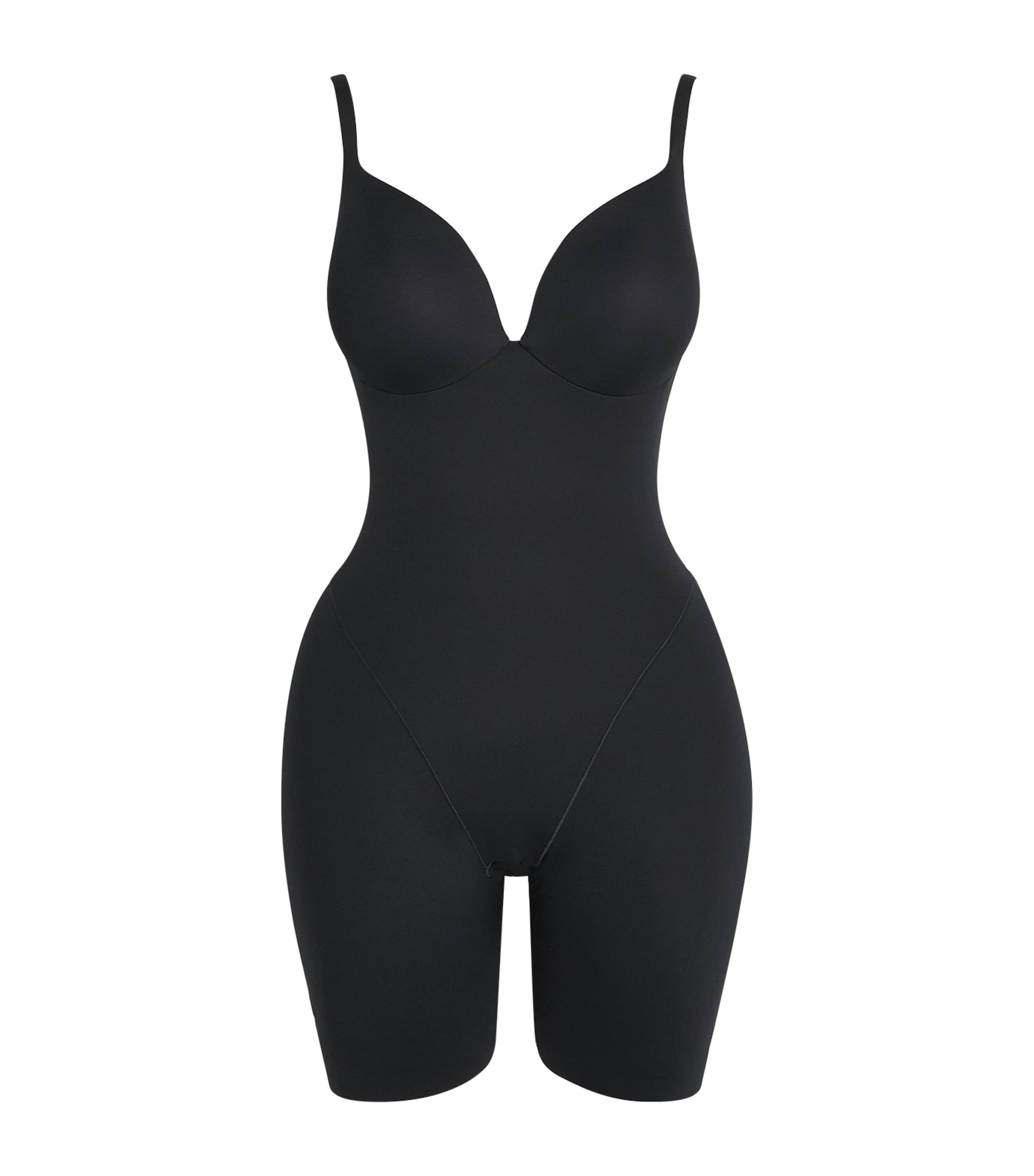 Skims Womens Ultimate Padded Mid-Thigh Bodysuit Onyx