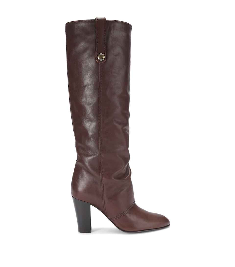 Chloé Leather Anouk Knee-High Boots 90 Dark Brown