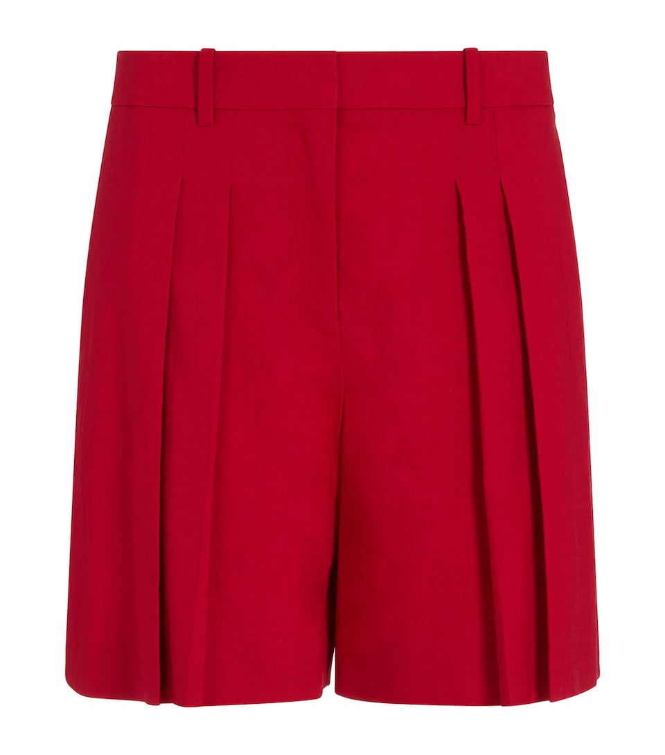 Linen-Blend Pleated Shorts