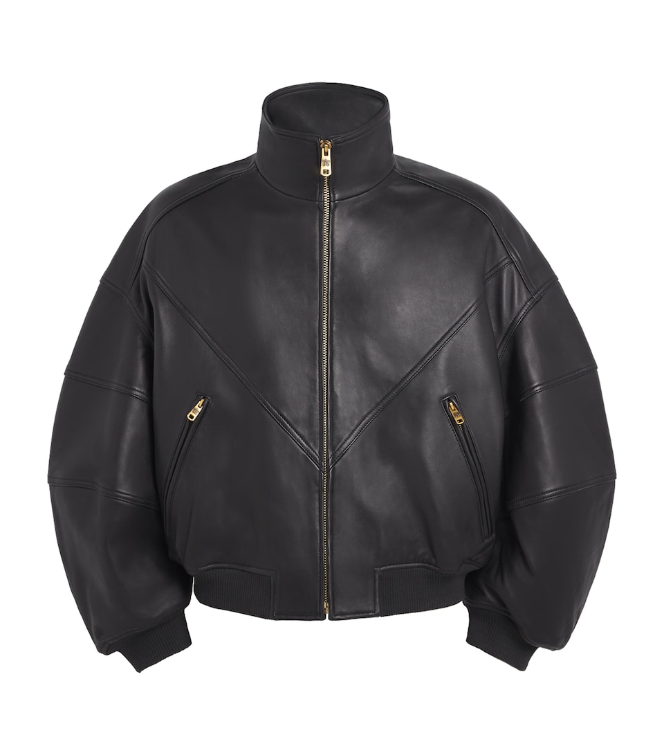 Leather Ruff Rider Bomber Jacket