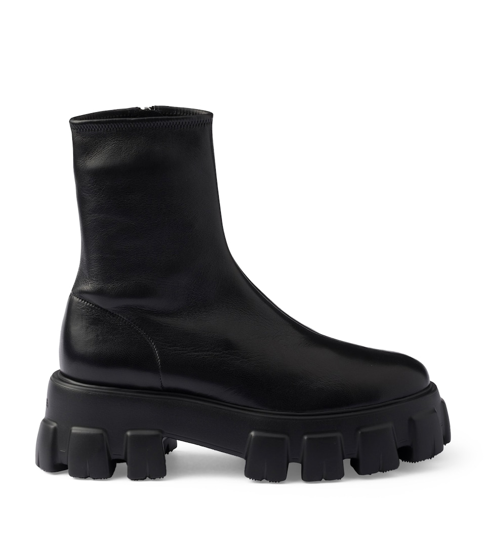 Nappa Leather Monolith Ankle Boots
