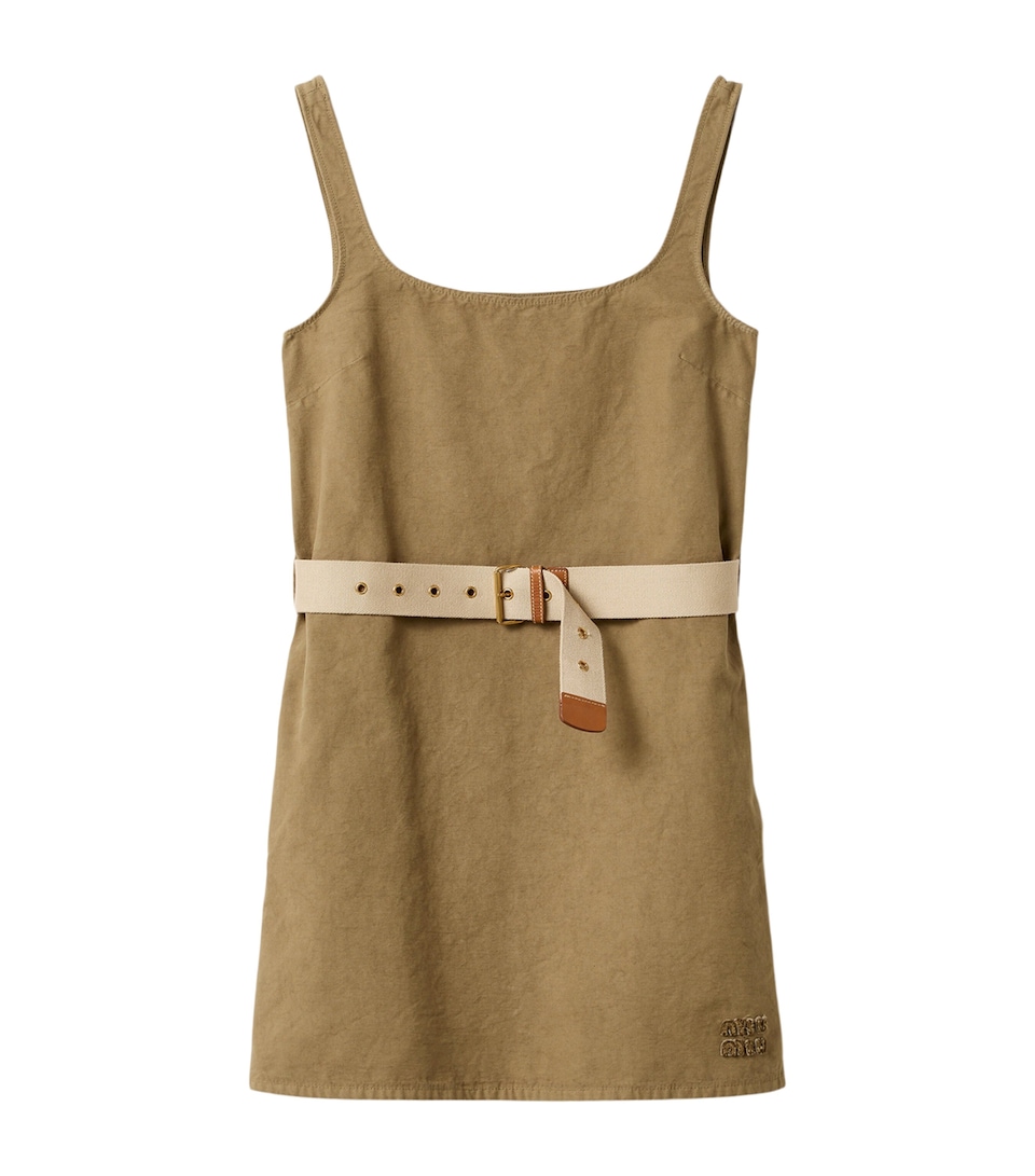 Miu Miu Womens Cotton Belted Mini Dress