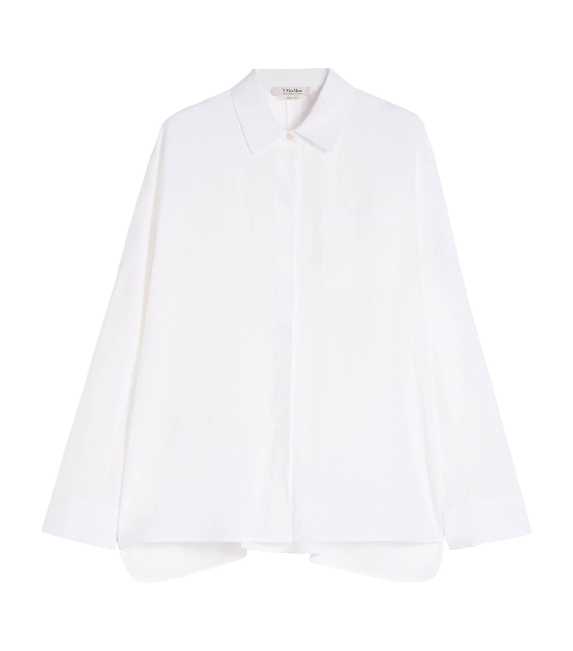 Max Mara Womens Linen Gala Shirt Optical White