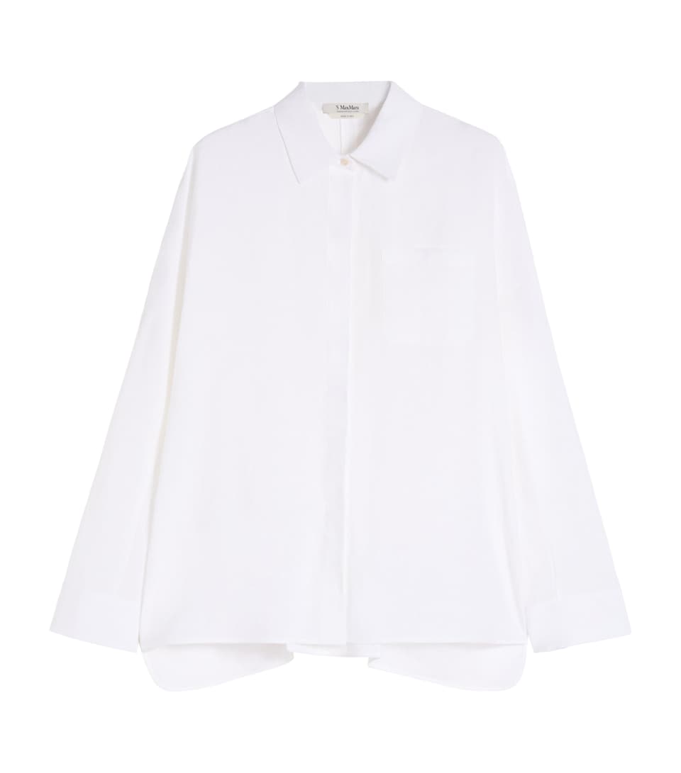 Max Mara Womens Linen Gala Shirt Optical White