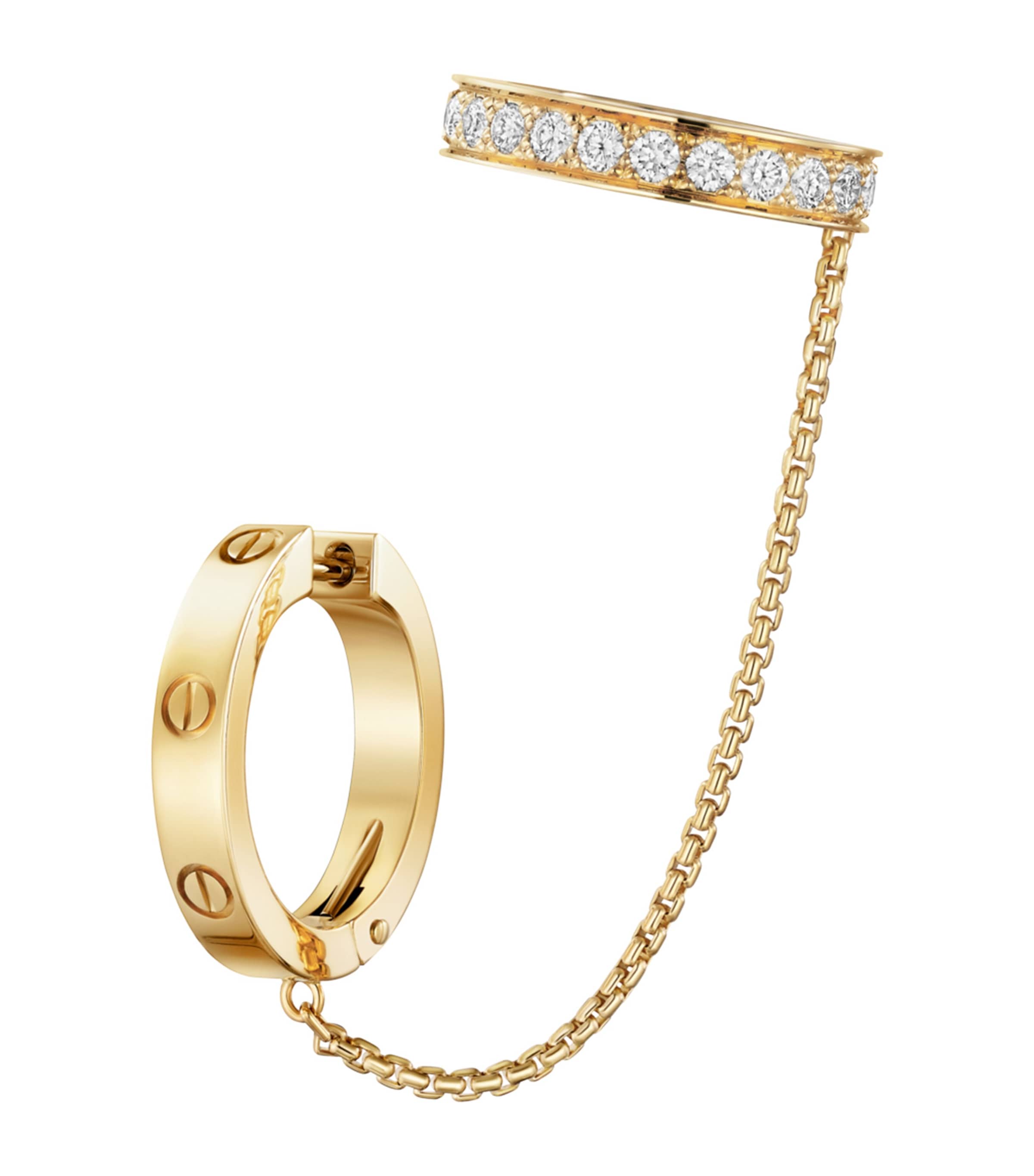 Yellow Gold and Diamond LOVE Hoop Single Earring