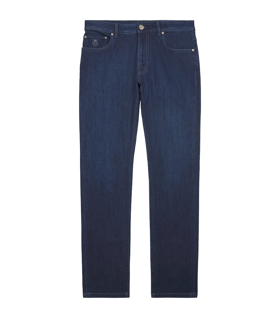 Corneliani Mens Stretch Straight Jeans Navy Blue