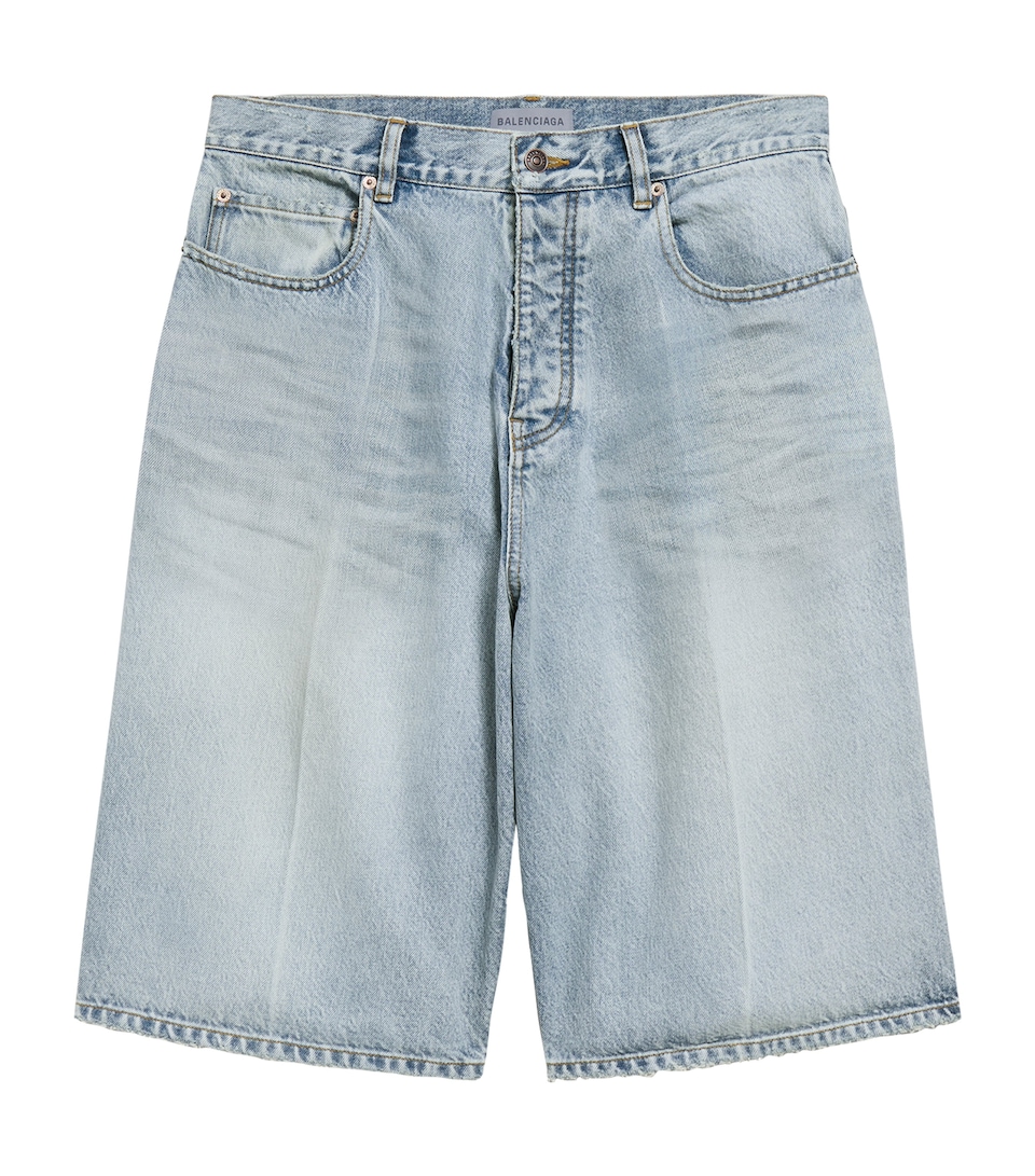 Balenciaga Mens Stay Press Denim Shorts