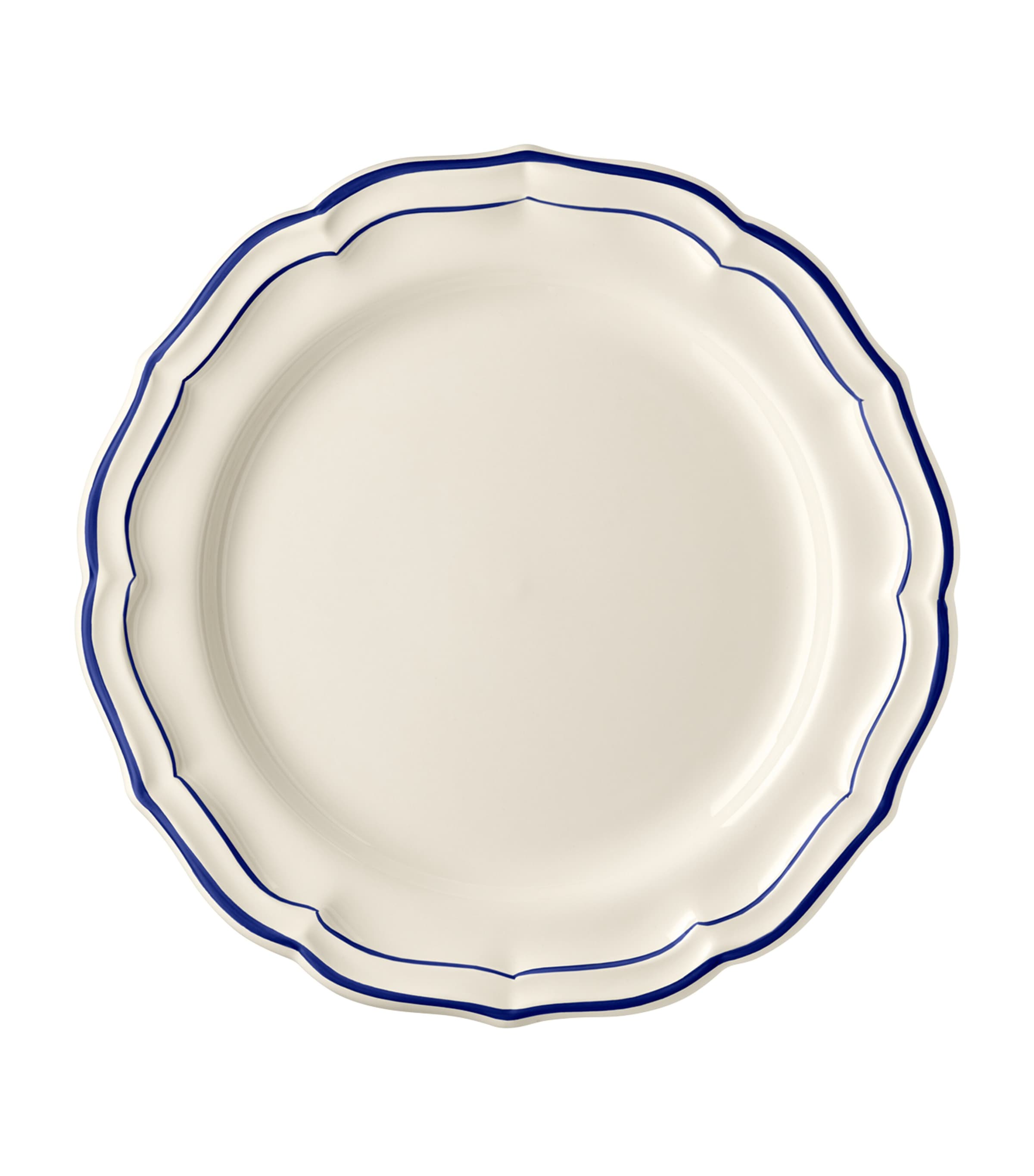 Gien Set of 4 Filet Cobalt Dinner Plates (26.5cm) White, Blue