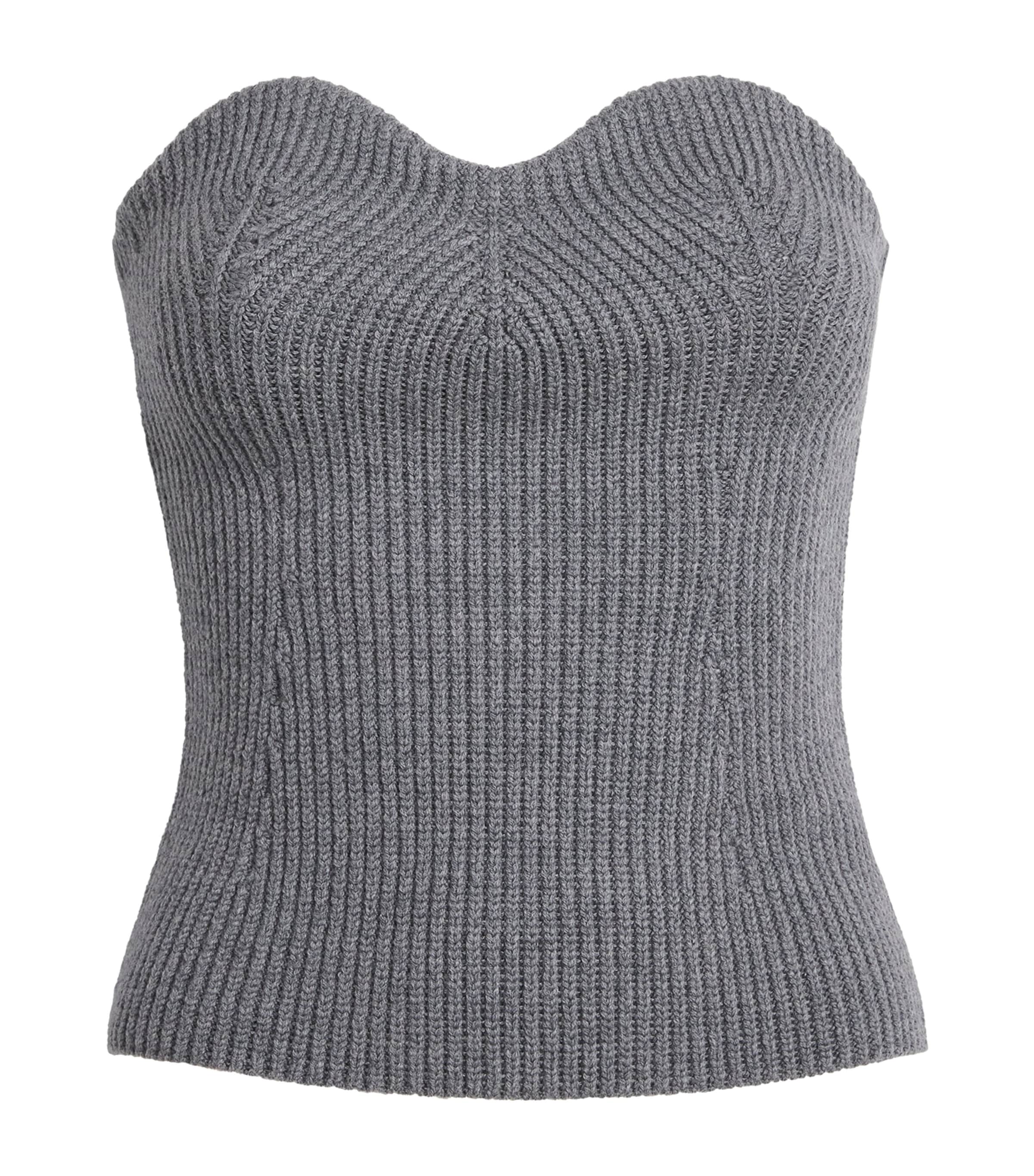 Jil Sander Womens Wool-Blend Bustier Top Basalt