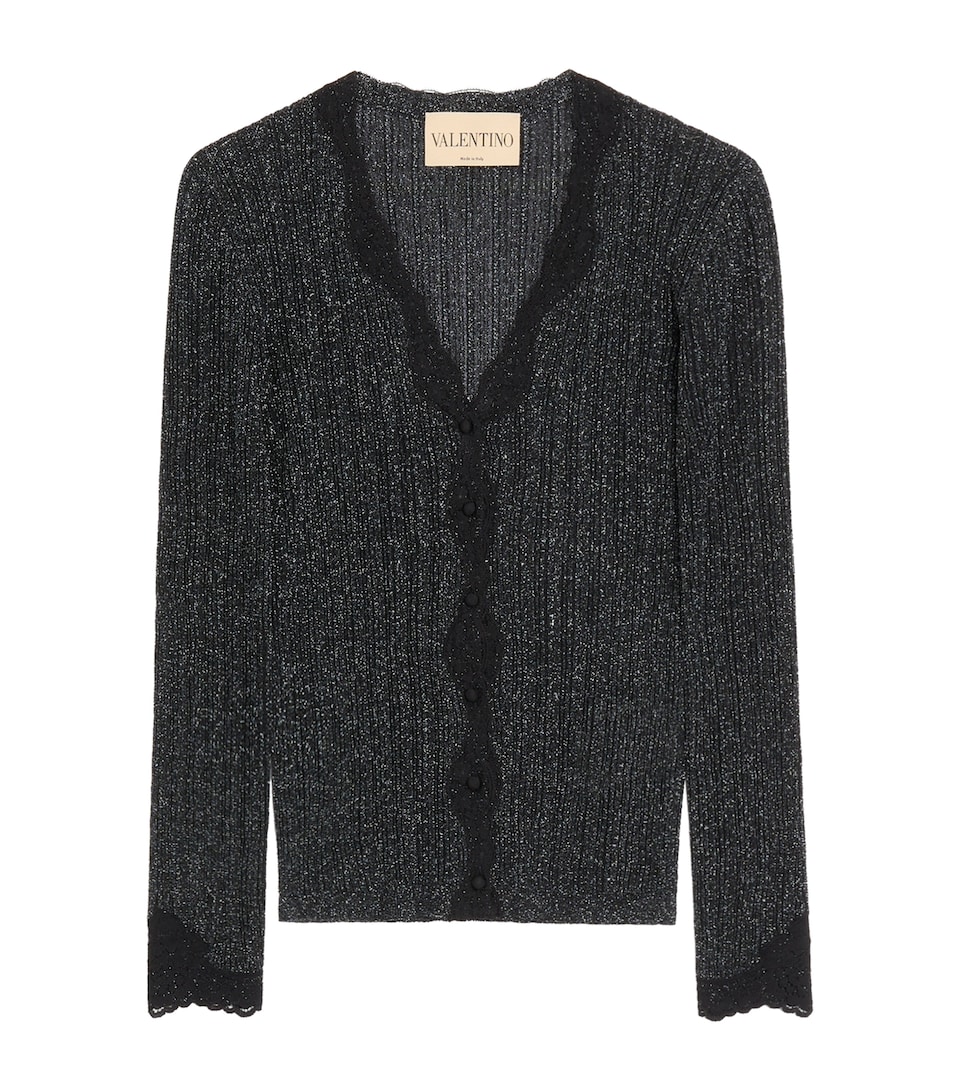Lace-Trim Lurex Cardigan