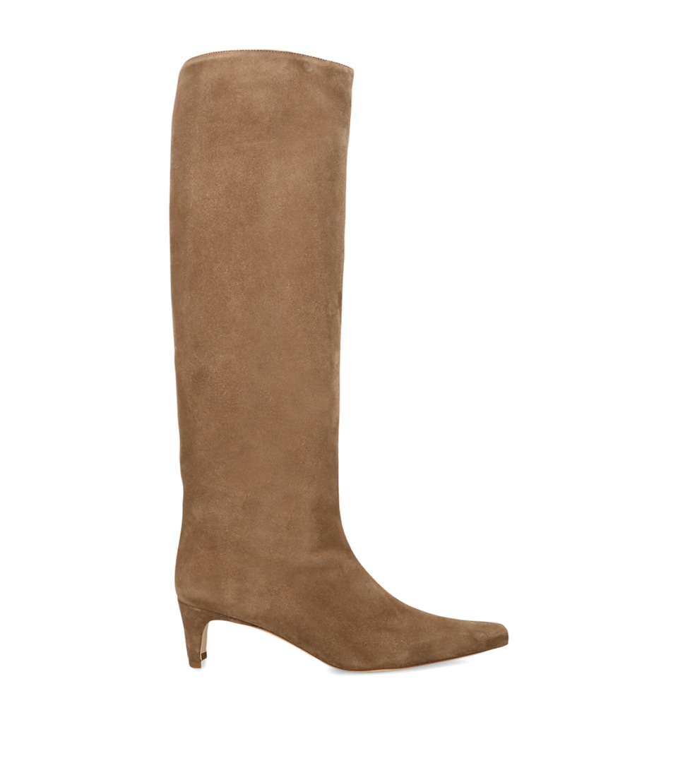 STAUD Leather Wally Knee-High Boots 55 Beige