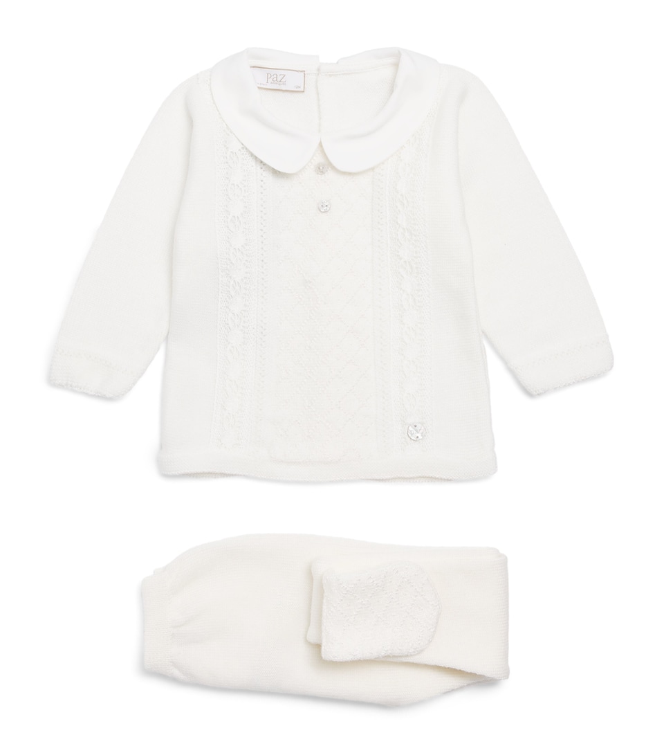 Paz Rodriguez Cotton Sweater and Trousers Set (0-12 Months) Cream/cream