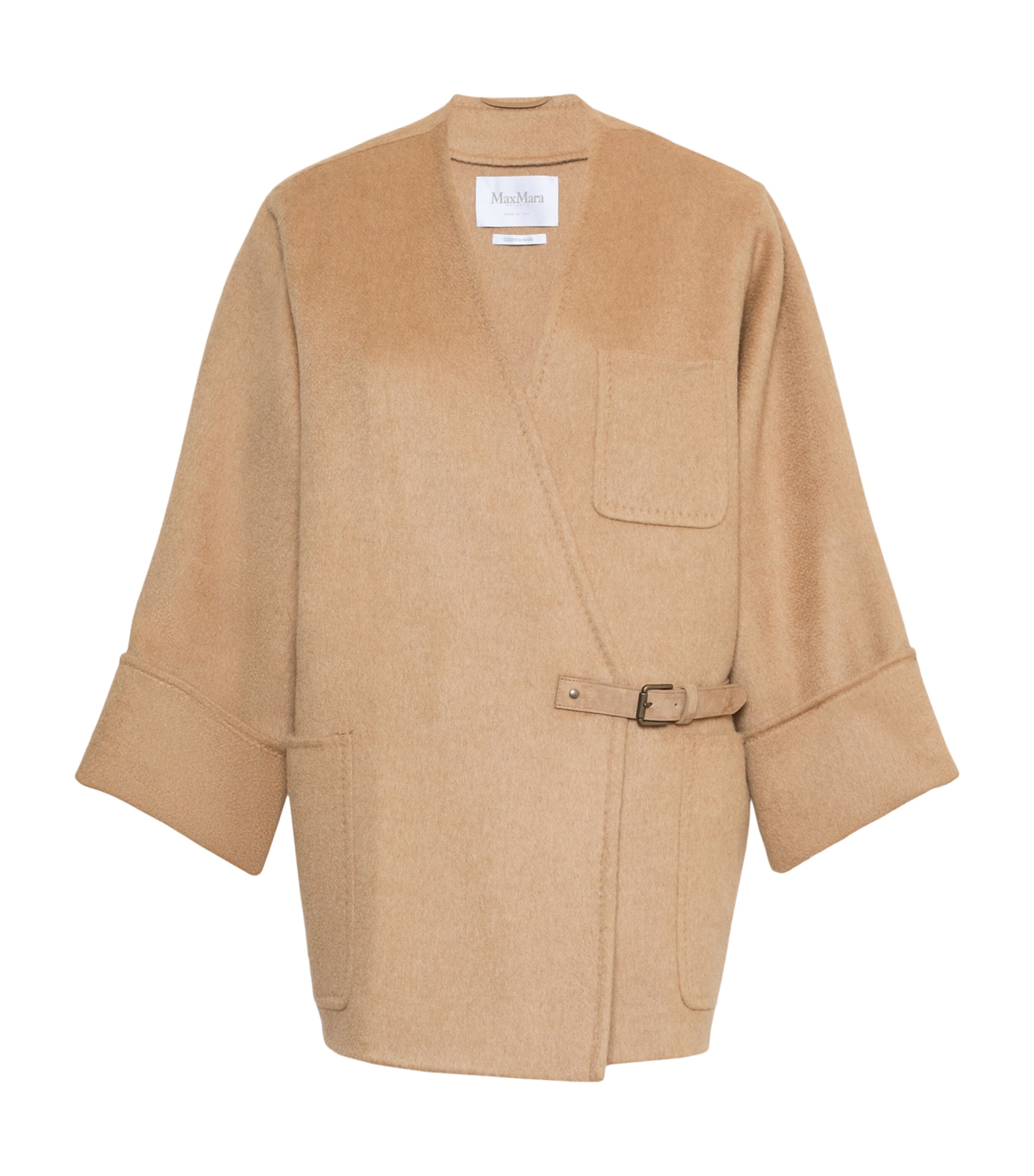 Max Mara Womens Camel-Wool Short Belted Coat Camel