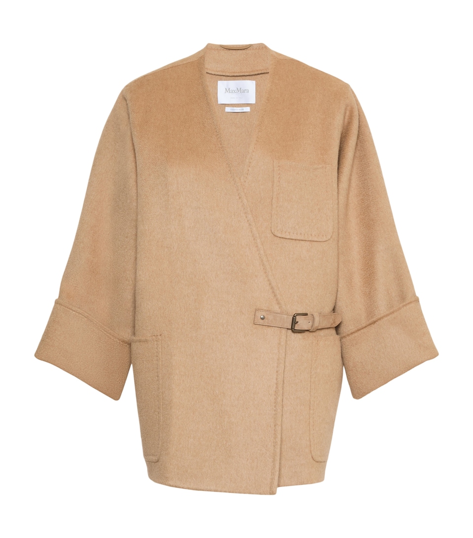 Max Mara Womens Camel-Wool Short Belted Coat Camel