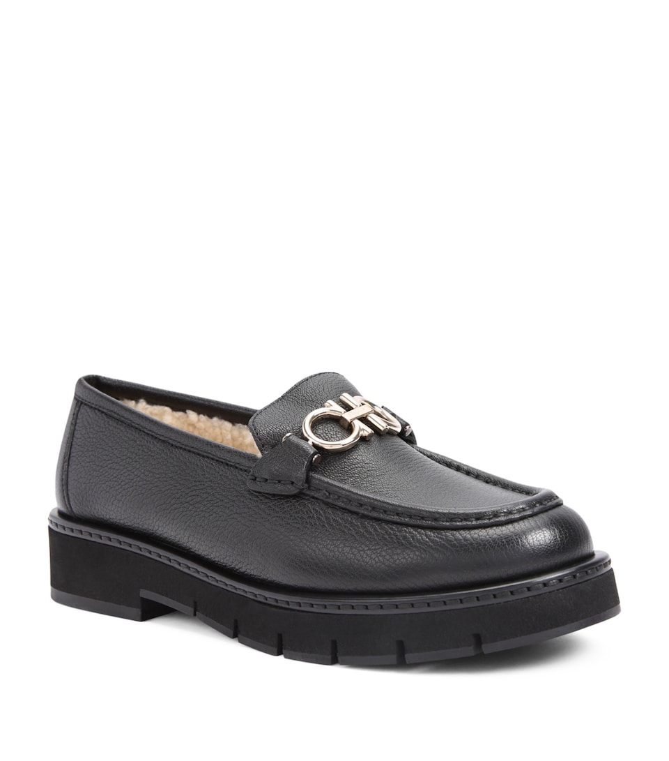 Leather Shearling-Lined Rolo Lug Loafer