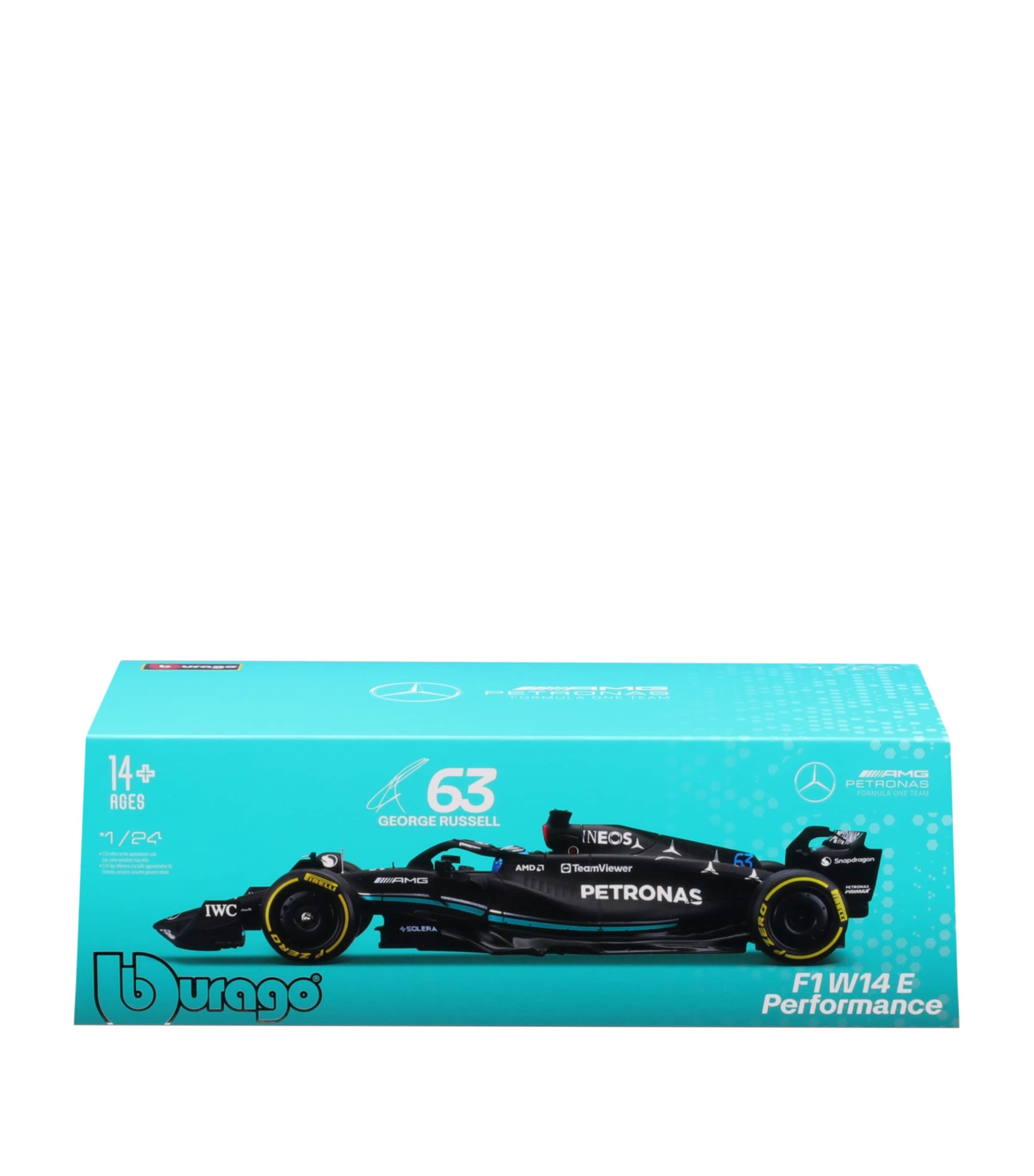 F1 Mercedes-AMG PETRONAS W14 #63 George Russell W/Helmet 2023 1:24 Model