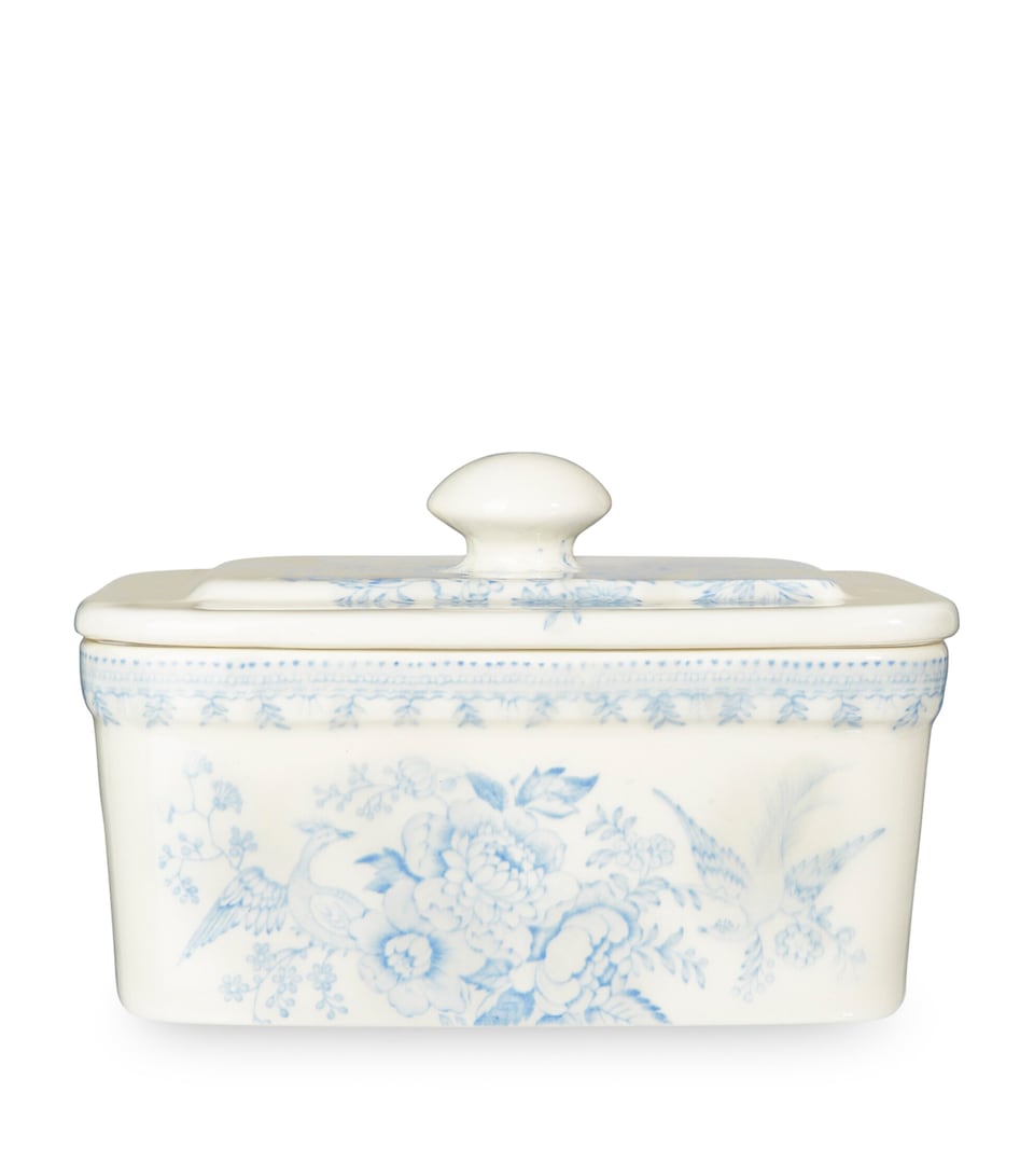 Burleigh Asiatic Pheasants Butter Dish Blue