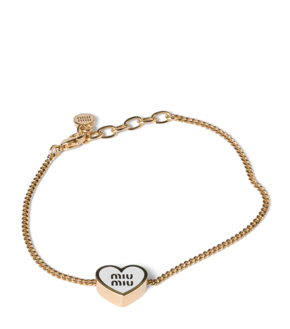 Miu Miu Enamel Heart Logo Bracelet Gold/silver