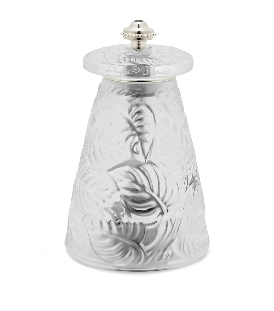 Lalique Feuilles Crystal Pepper Grinder Incolore