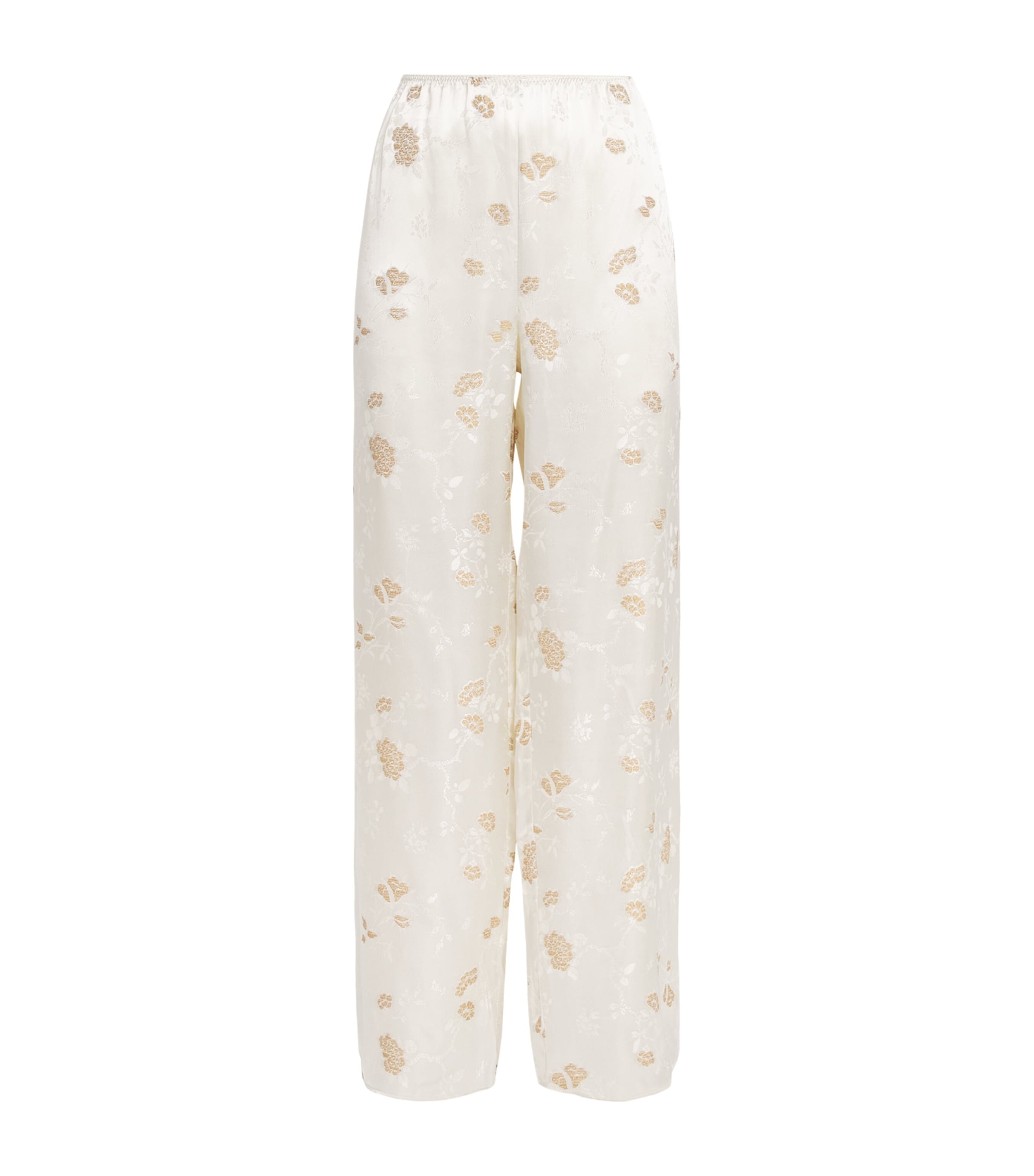 DÔEN Womens Floral Jacquard Lavona Wide-Leg Trousers Fresco