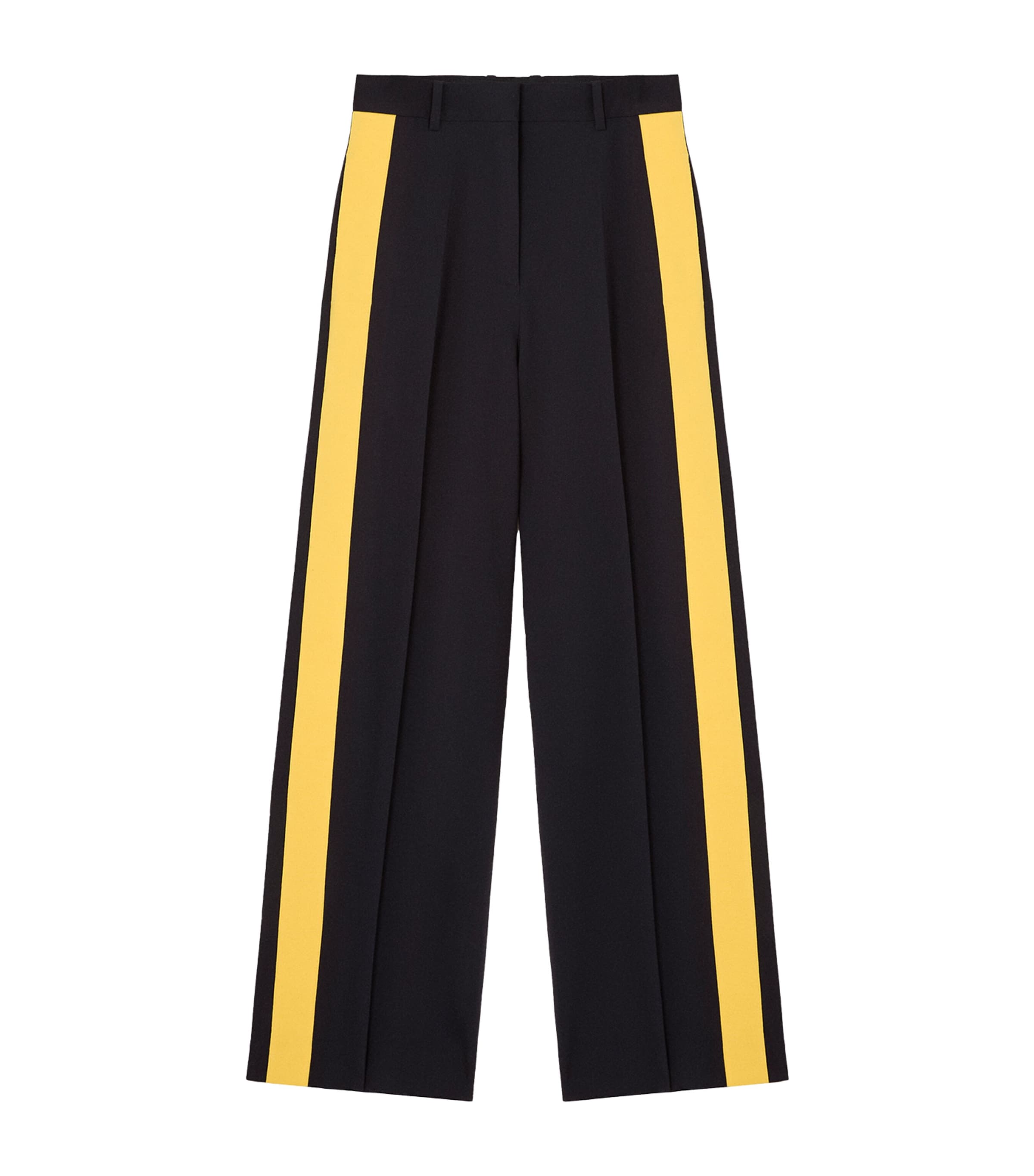 LOEWE Womens Tape-Trim Tailored Trousers Navy/yellow