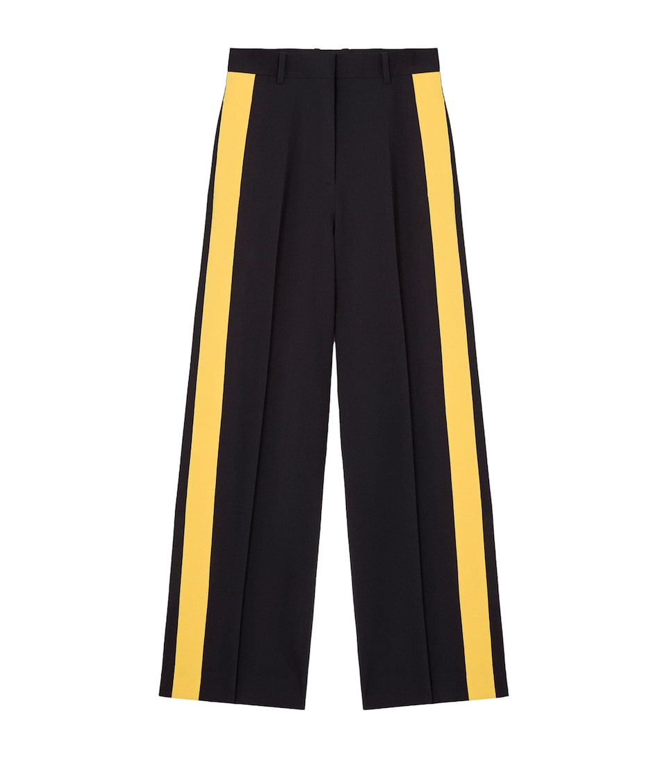 LOEWE Womens Tape-Trim Tailored Trousers Navy/yellow