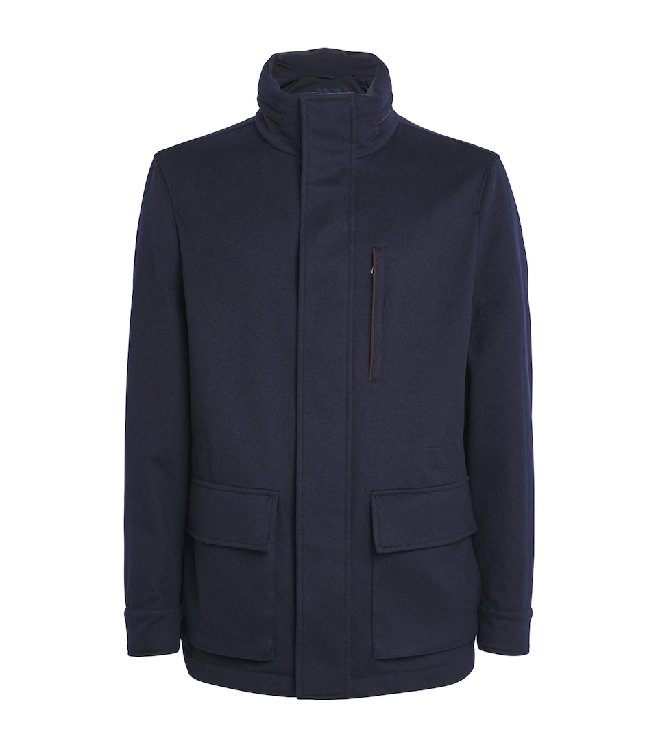 Paul & Shark Mens Cashmere Padded Hybrid Coat Blue