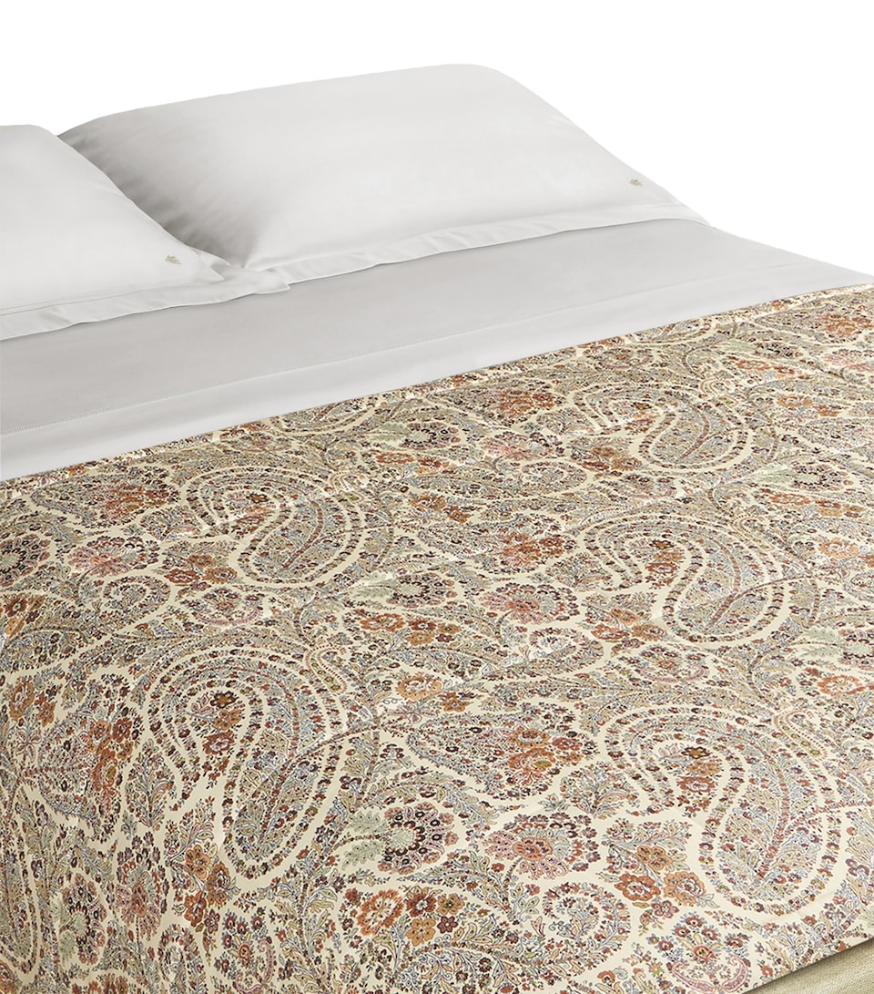 Etro Super King Amalia Quilted Bed Spread (270cm x 270cm) Print On Beige Base