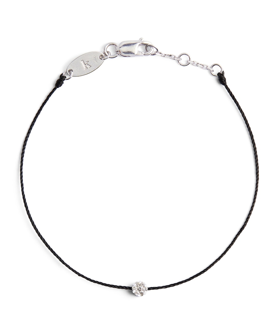 Redline White Gold and Diamond Illusion Bracelet Wg Black Thread