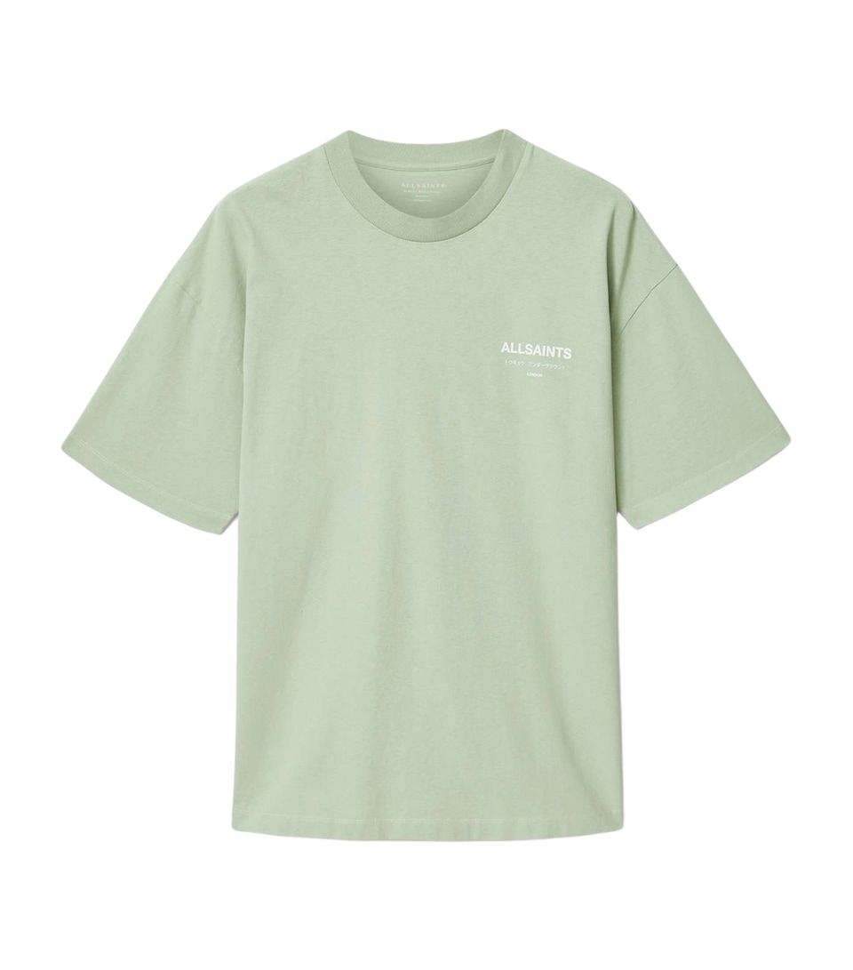 AllSaints Mens Organic Cotton Underground T-Shirt Celadon Green