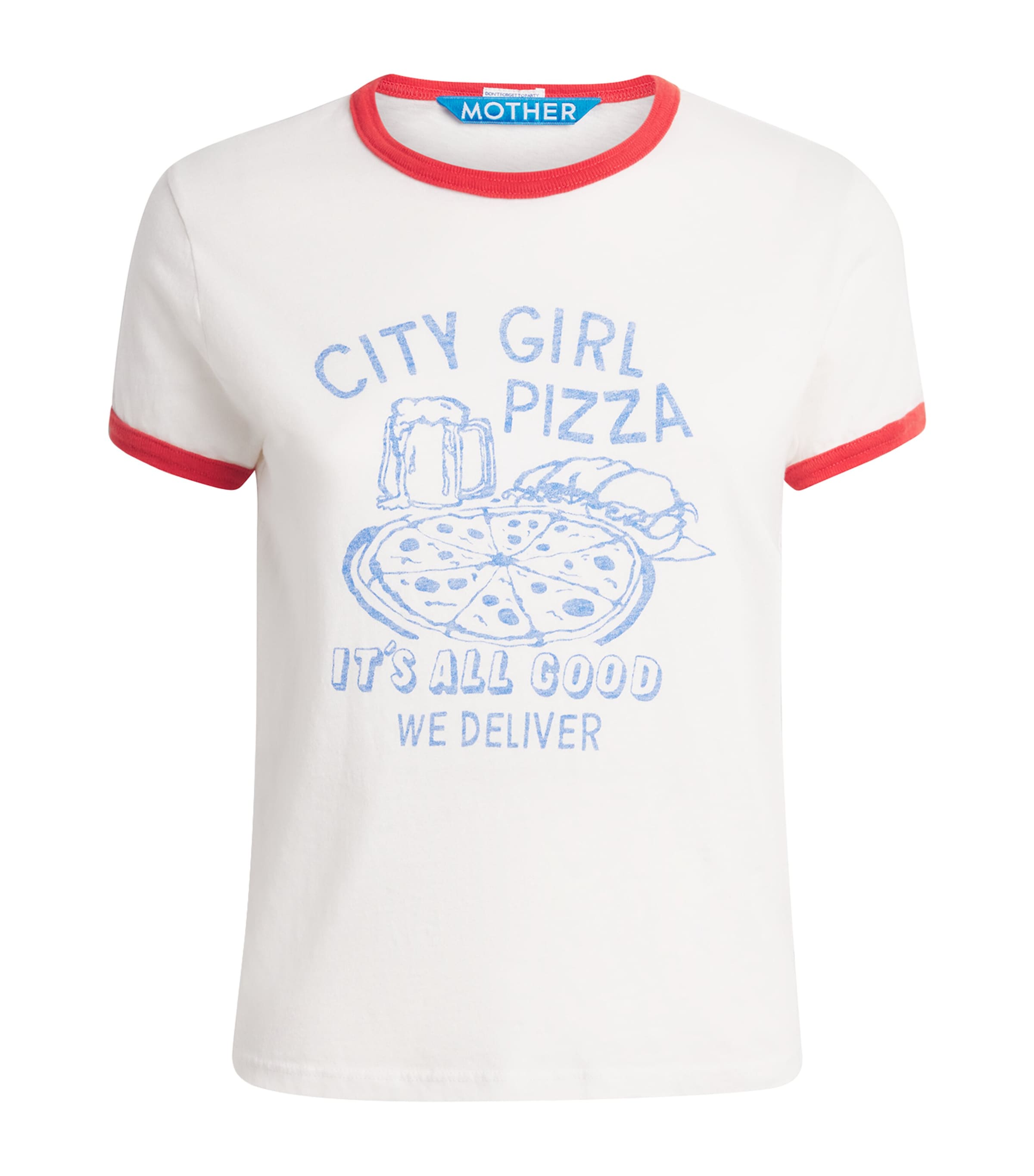 MOTHER Womens Cotton The Lil Goodie Ringer T-Shirt Cpz City Girl P