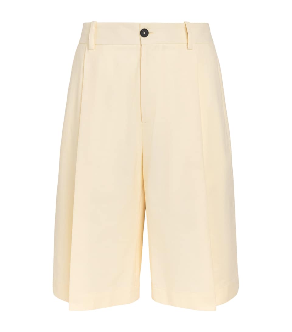 Studio Nicholson Mens Cotton-Linen Fowld Shorts Antique White
