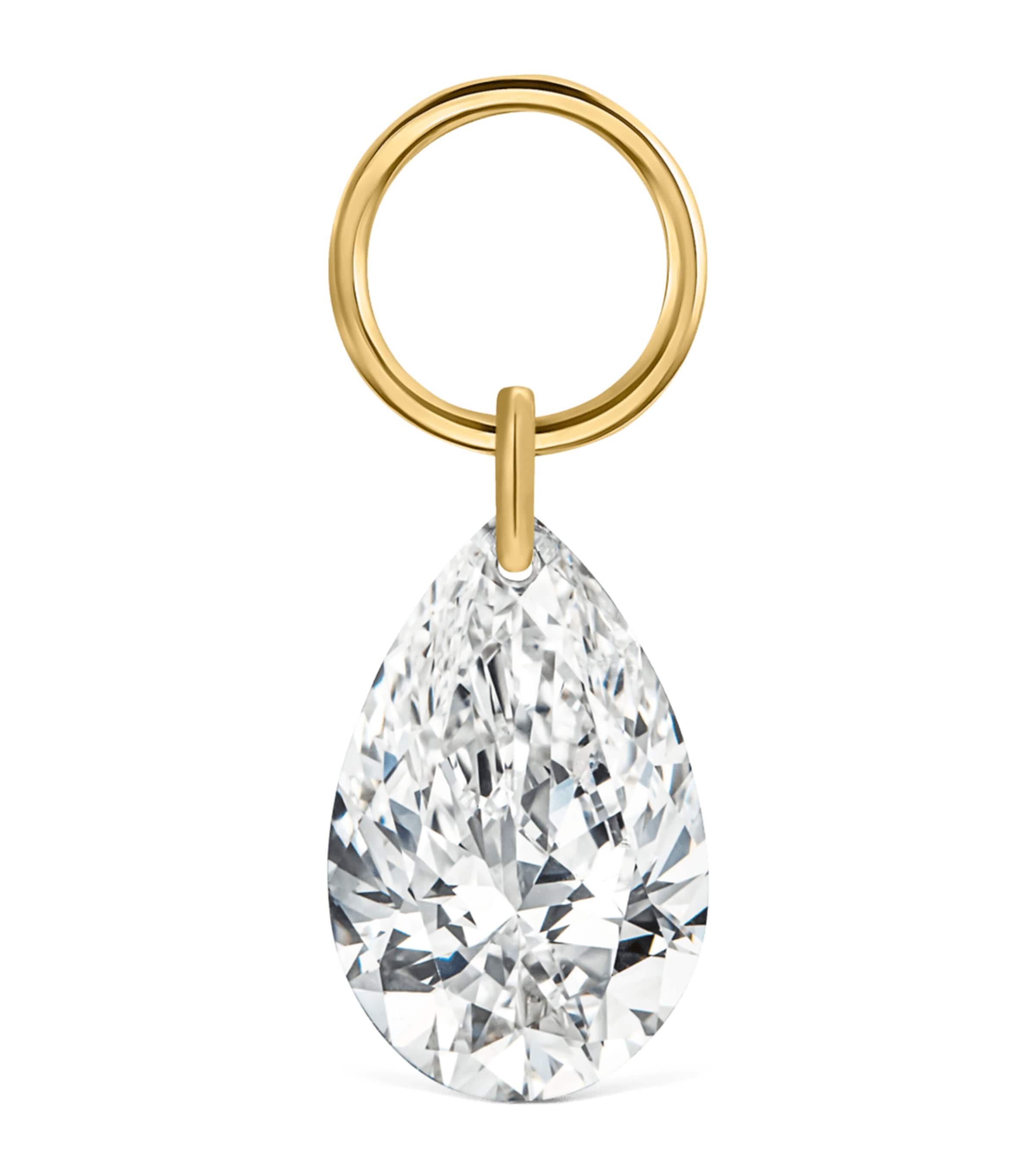 Maria Tash Yellow Gold and White Diamond Pear Charm (6mm) Yellow Gold