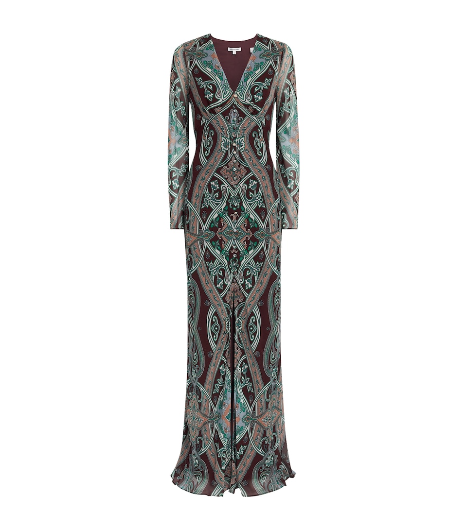 Veronica Beard Womens Silk Paisley Daciana Maxi Dress Raisin Multi