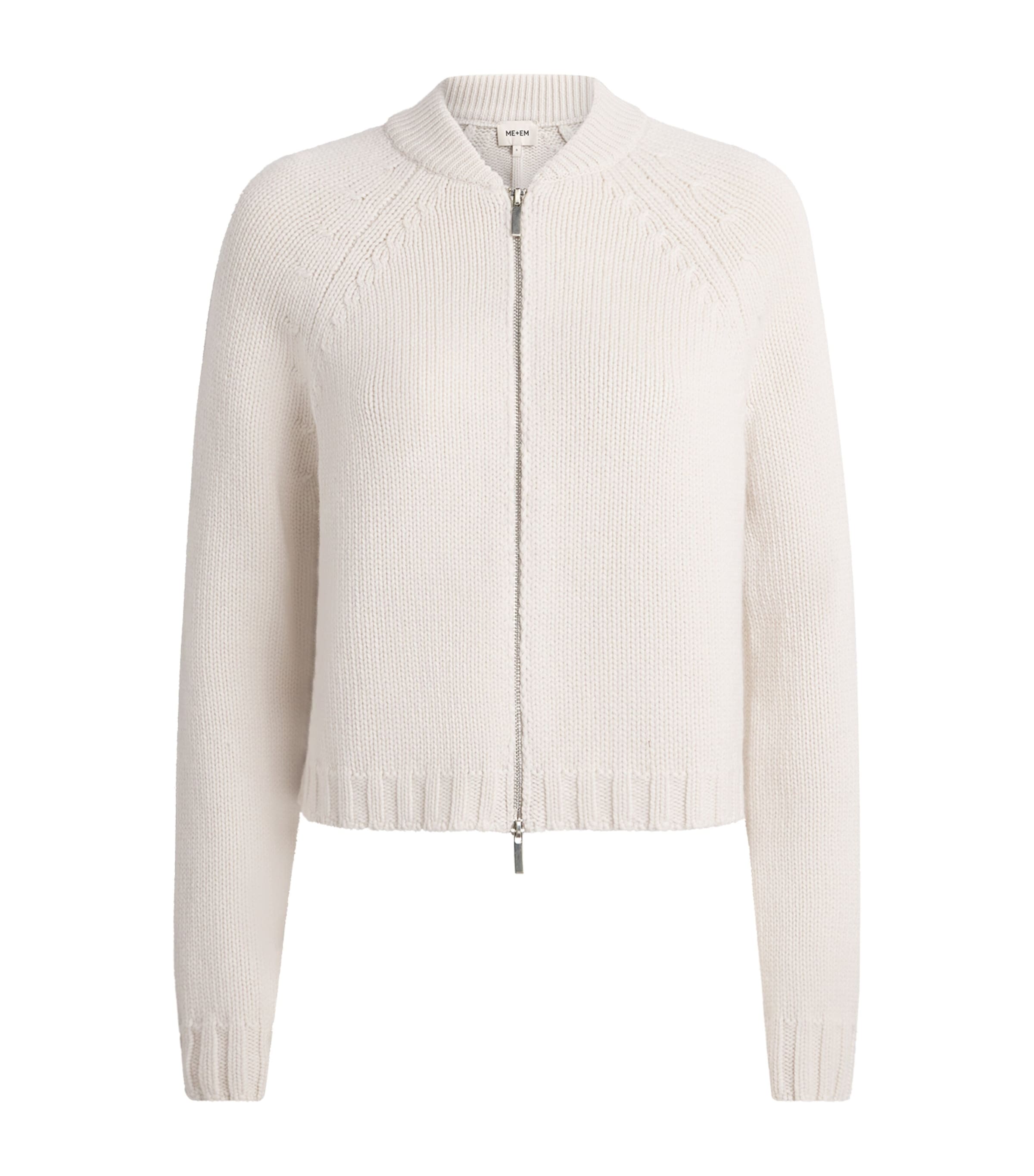 ME+EM Womens Wool-Cashmere Zip-Up Cardigan Macadamia Cream