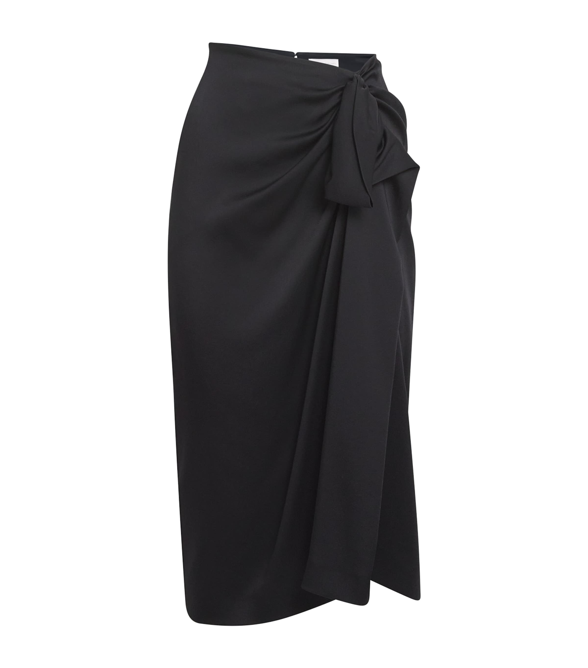 Satin Gathered Midi Skirt