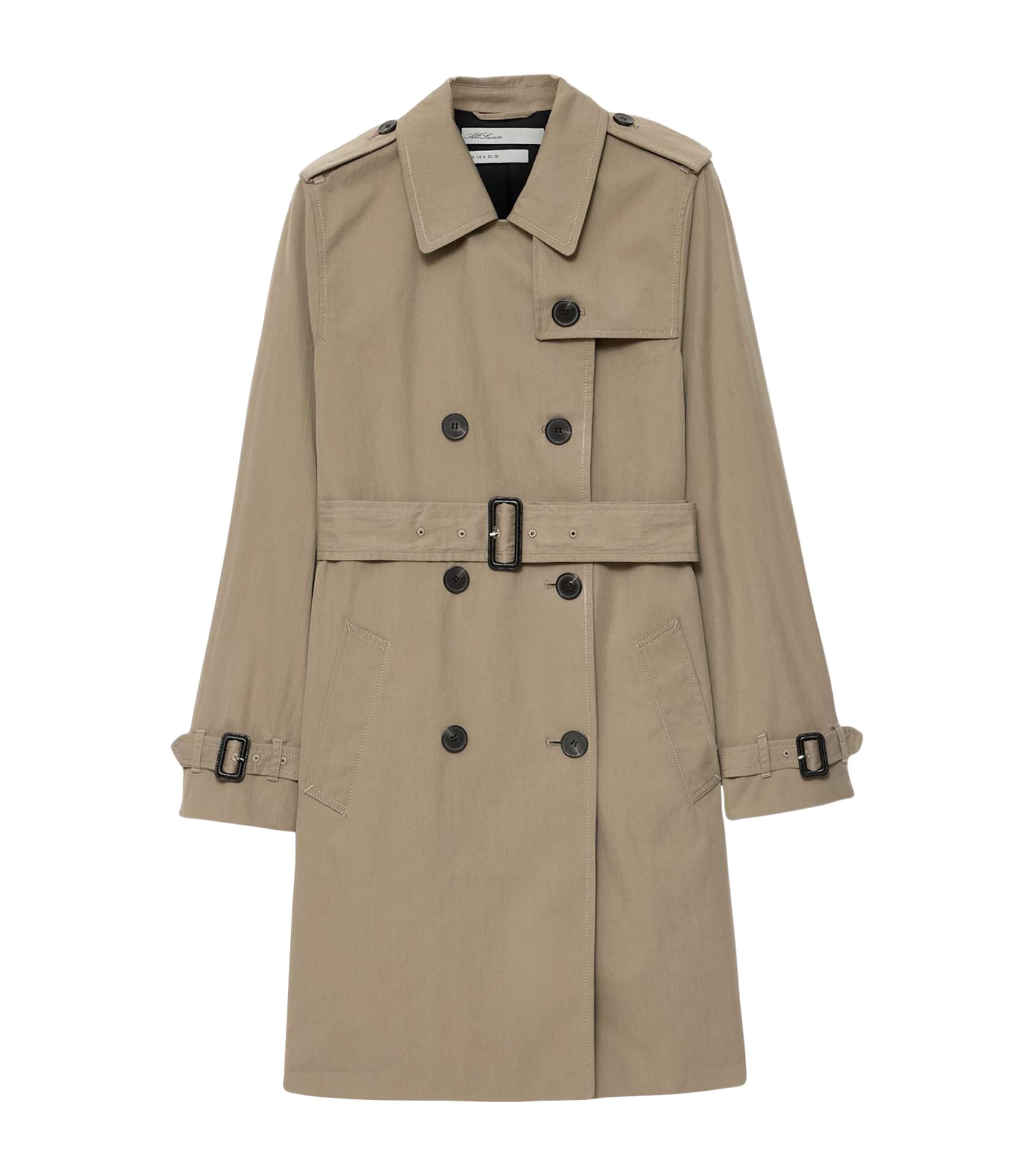 AllSaints Womens Leonard Trench Coat Mushroom Brown