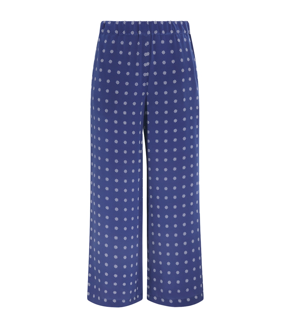 Silk Floral Wide-Leg Trousers