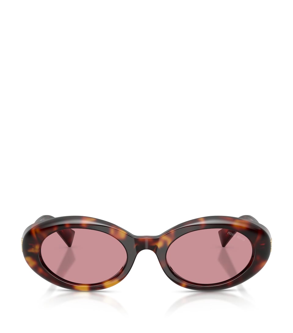 Miu Miu Oval Wrap-Around Sunglasses Brown