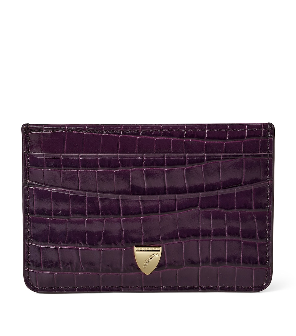 Leather Croc-Embossed Slim Card Holder