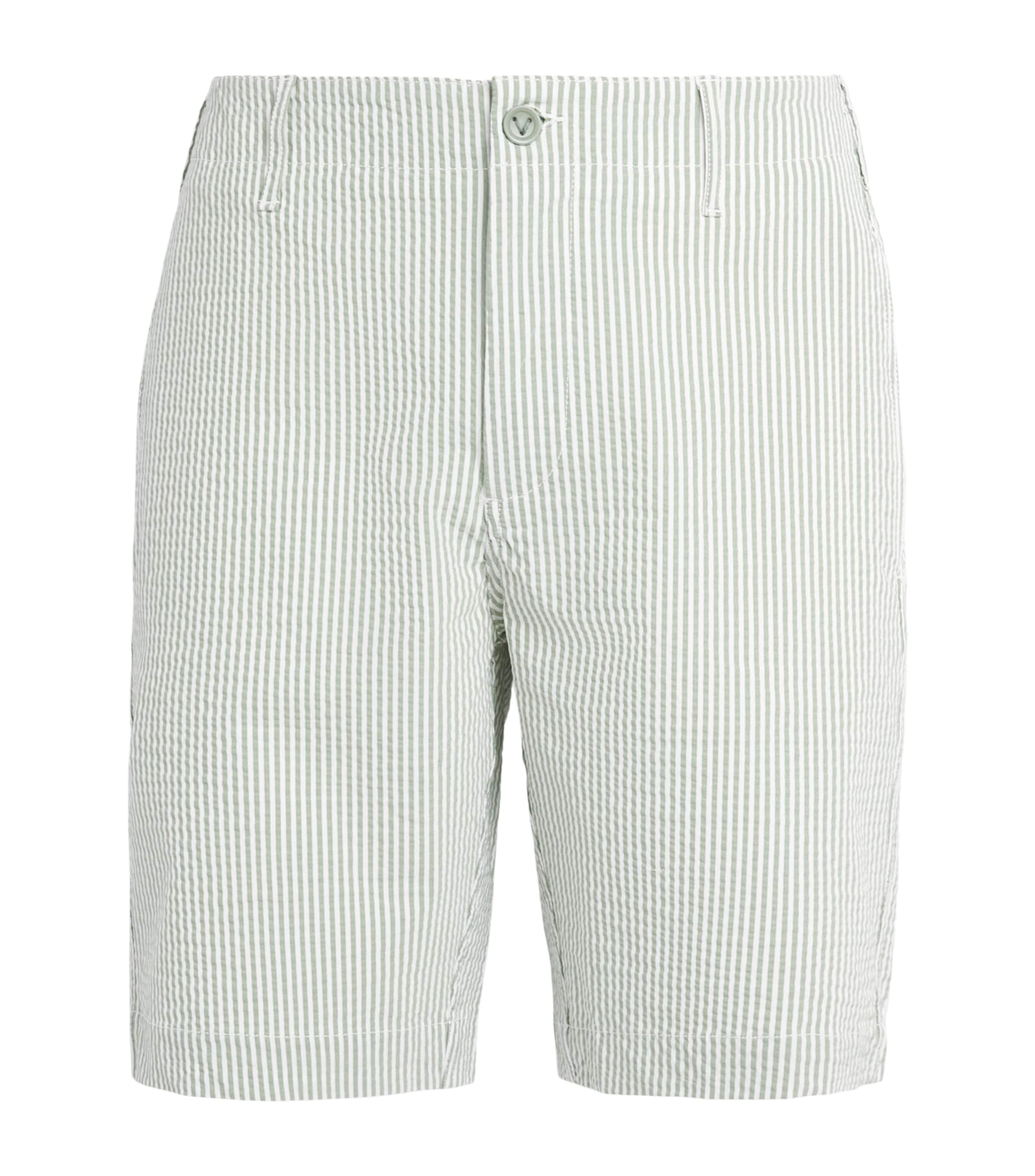 Vilebrequin Mens Seersucker Stripe Bermuda Shorts Kaki