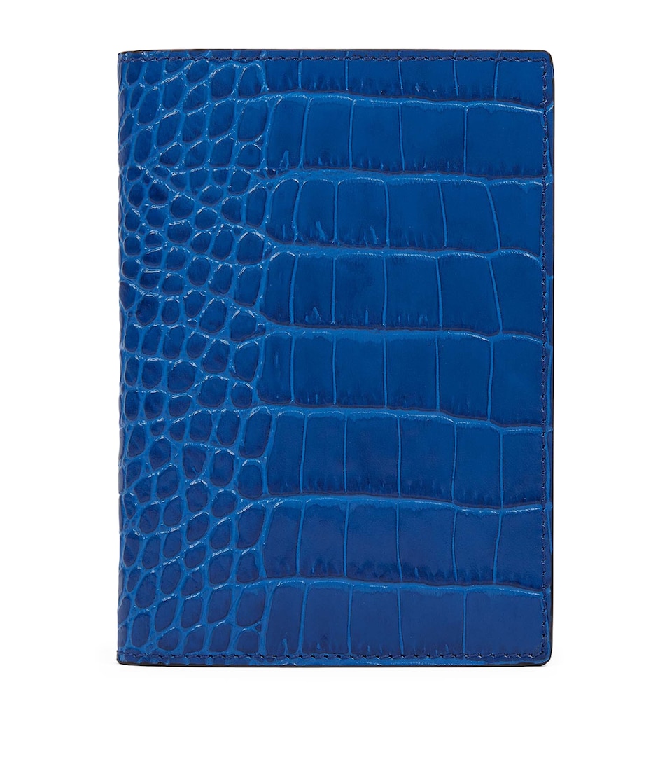 Croc-Embossed Leather Passport Cover