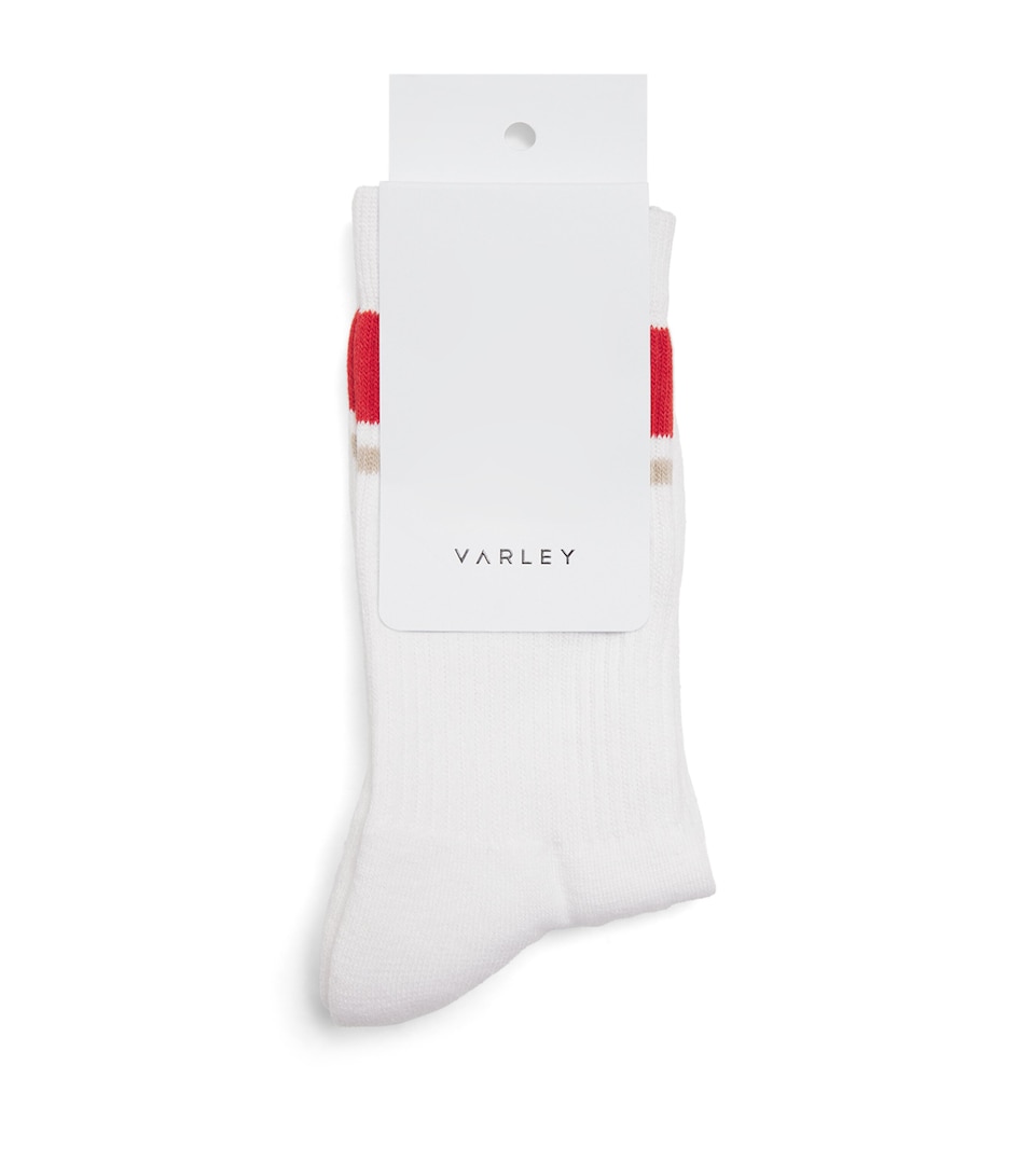 Varley Womens Club Stripe Lamar Socks White / Baked Apple